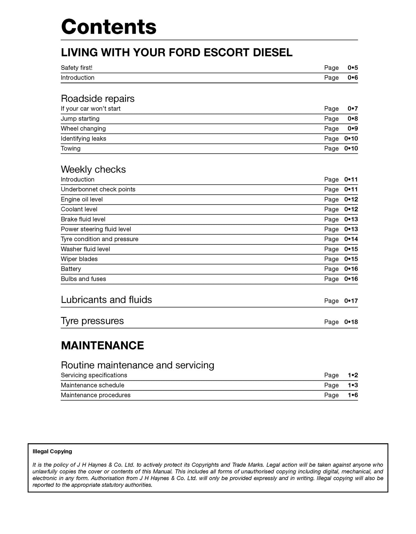 Ford Escort & Orion Diesel (Sept 1990-2000) Haynes Repair Manual