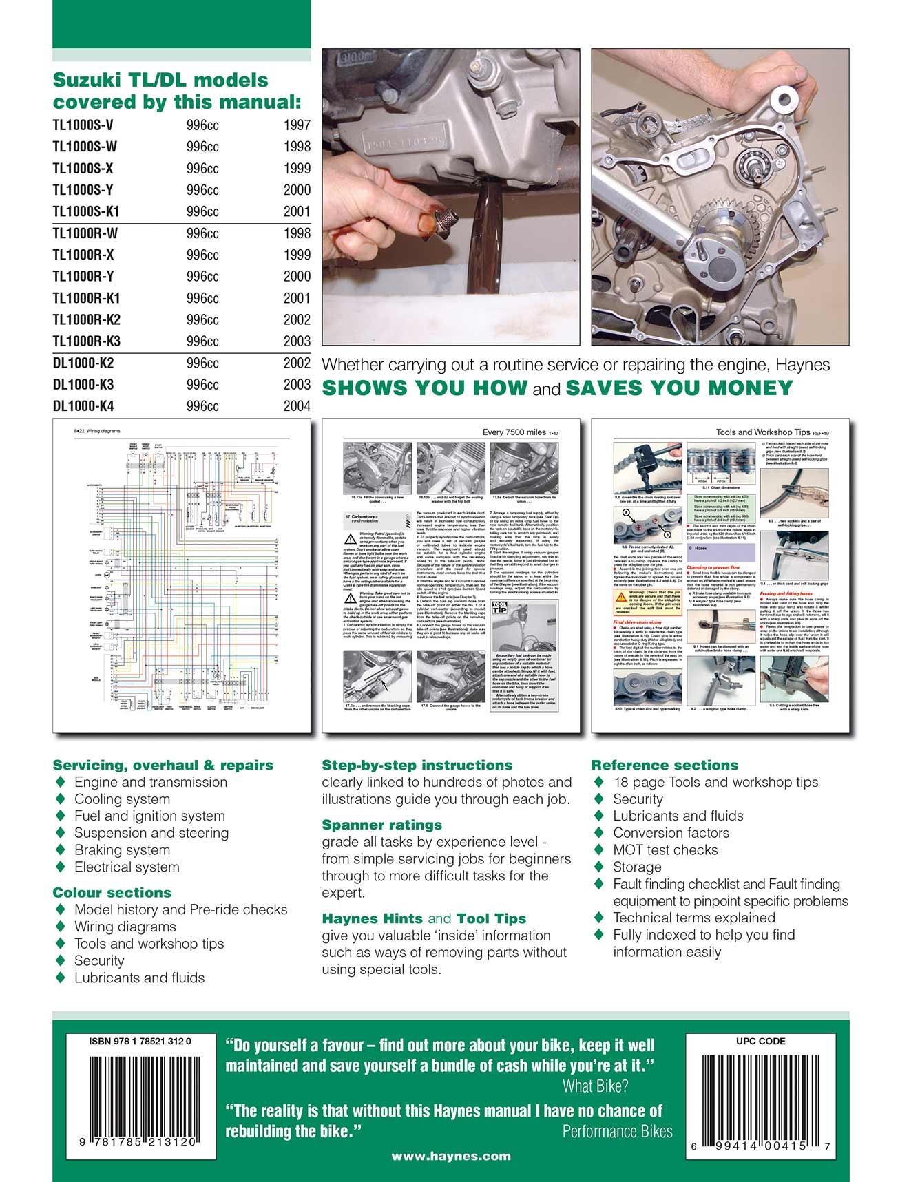 Suzuki TL1000S/R & DL1000 V-Strom (1997-2004) Haynes Repair Manual