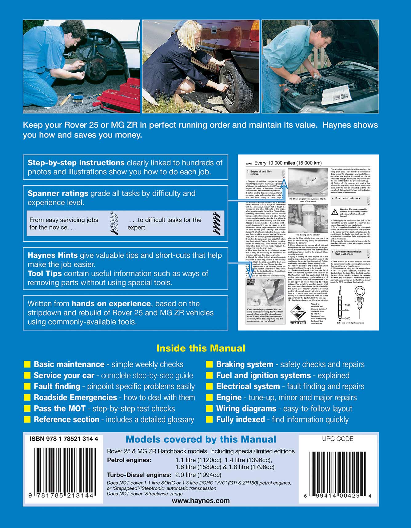 Rover 25 & MG ZR Petrol & Diesel (Oct 1999-2006) Haynes Repair Manual