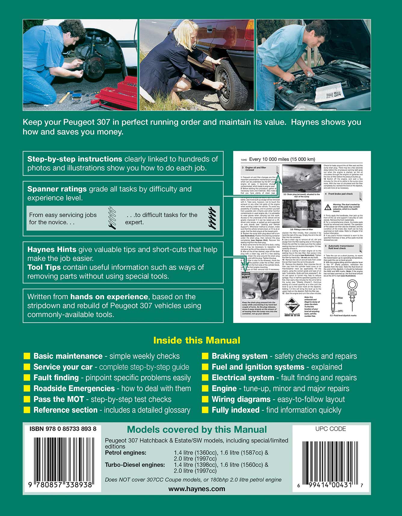 Peugeot 307 Petrol & Diesel (2001-2008) Haynes Repair Manual