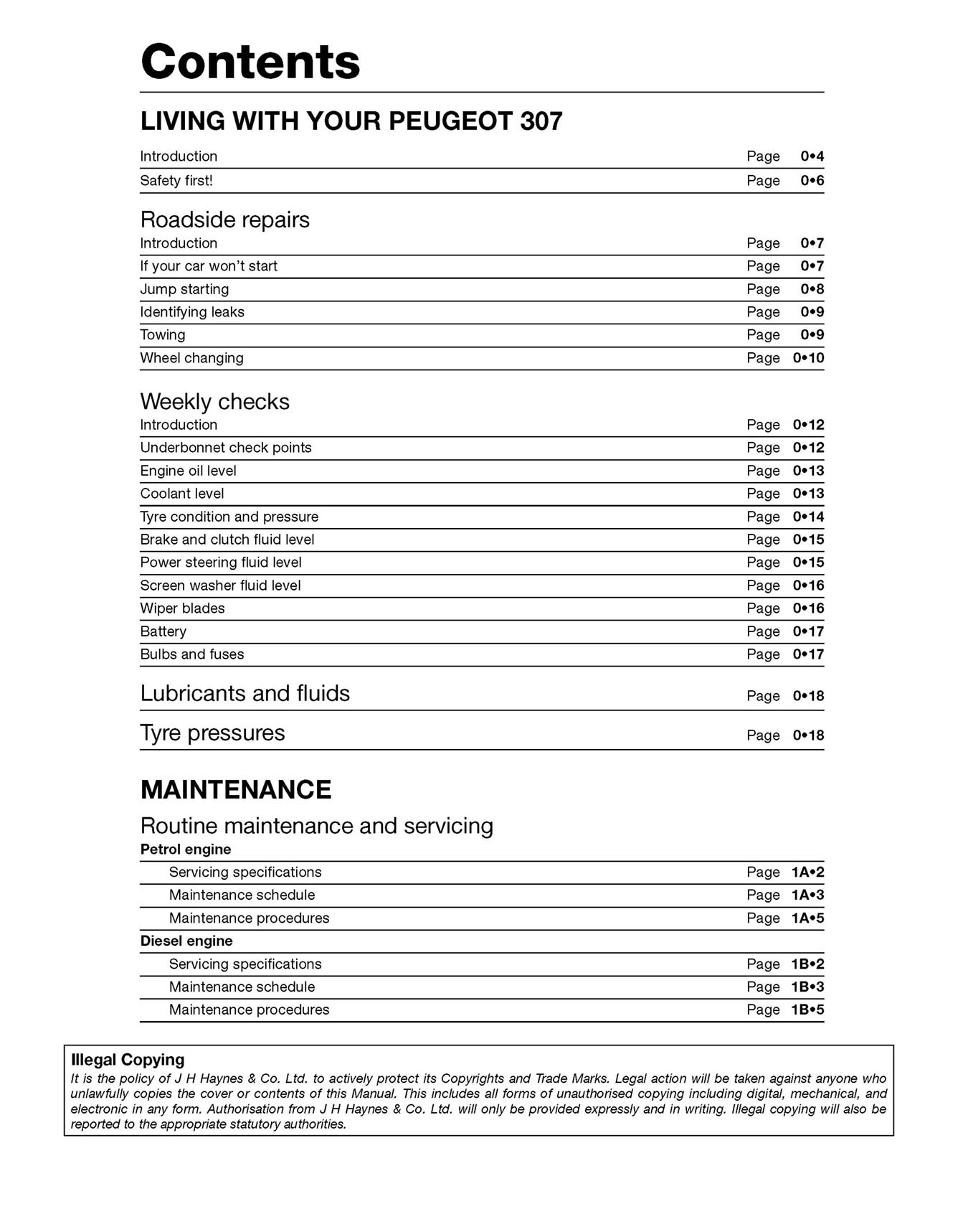 Peugeot 307 Petrol & Diesel (2001-2008) Haynes Repair Manual