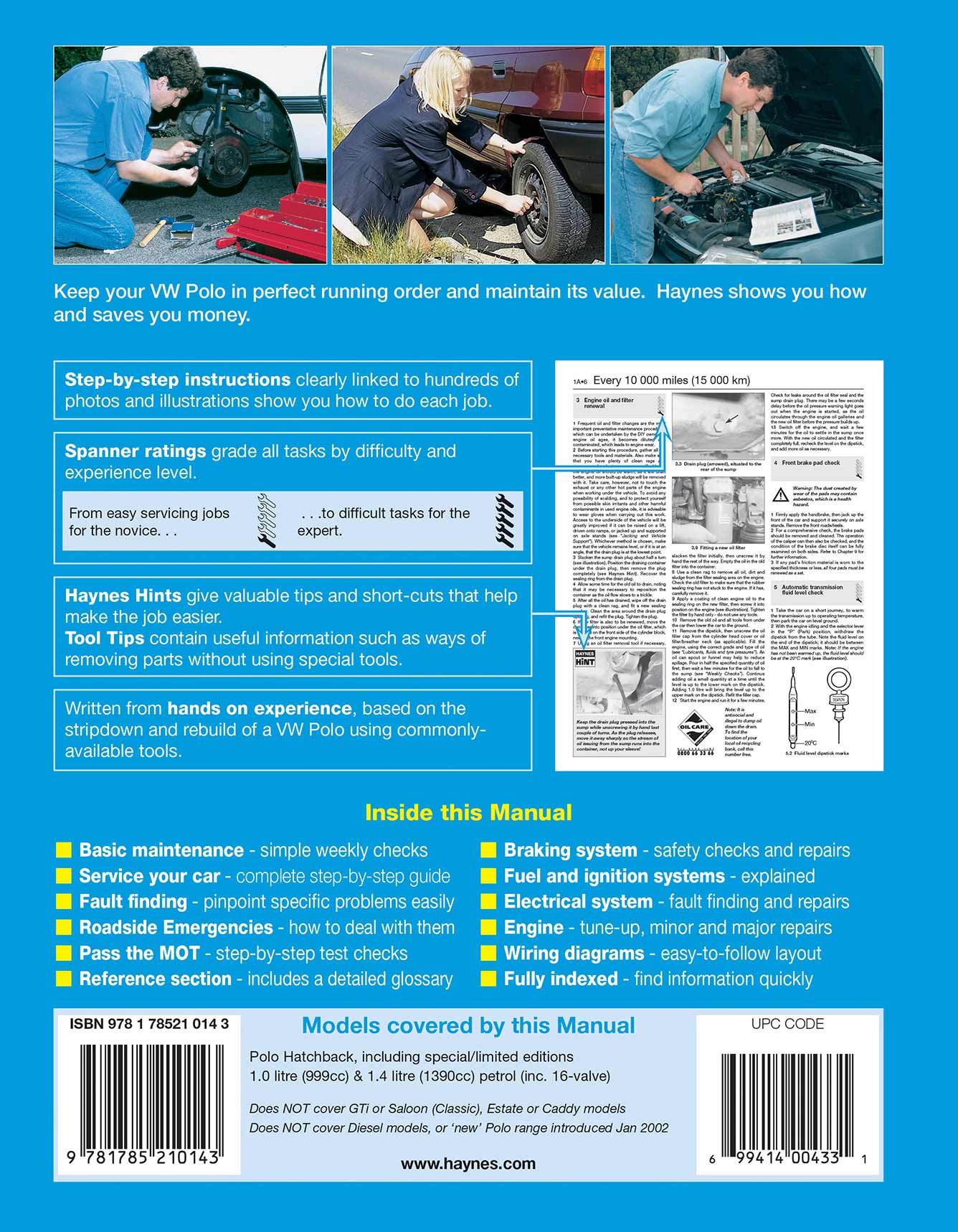 Volkswagen Polo Hatchback Petrol (2000-Jan 2002) Haynes Repair Manual