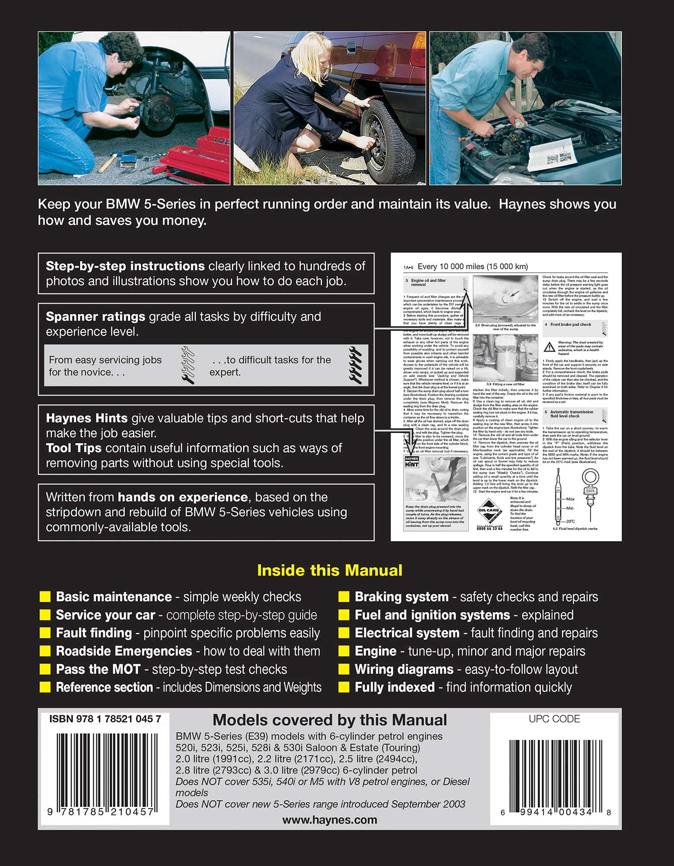 BMW 5-Series 6-cyl Petrol (April 1996-Aug 2003) Haynes Repair Manual