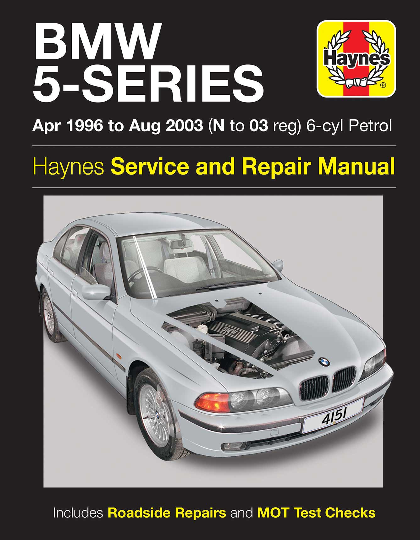 BMW 5-Series 6-cyl Petrol (April 1996-Aug 2003) Haynes Repair Manual Printed Book Front Cover
