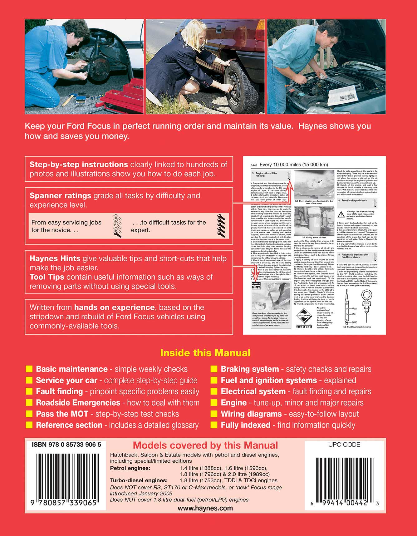 Ford Focus Petrol & Diesel (Oct 2001-2005) Haynes Repair Manual