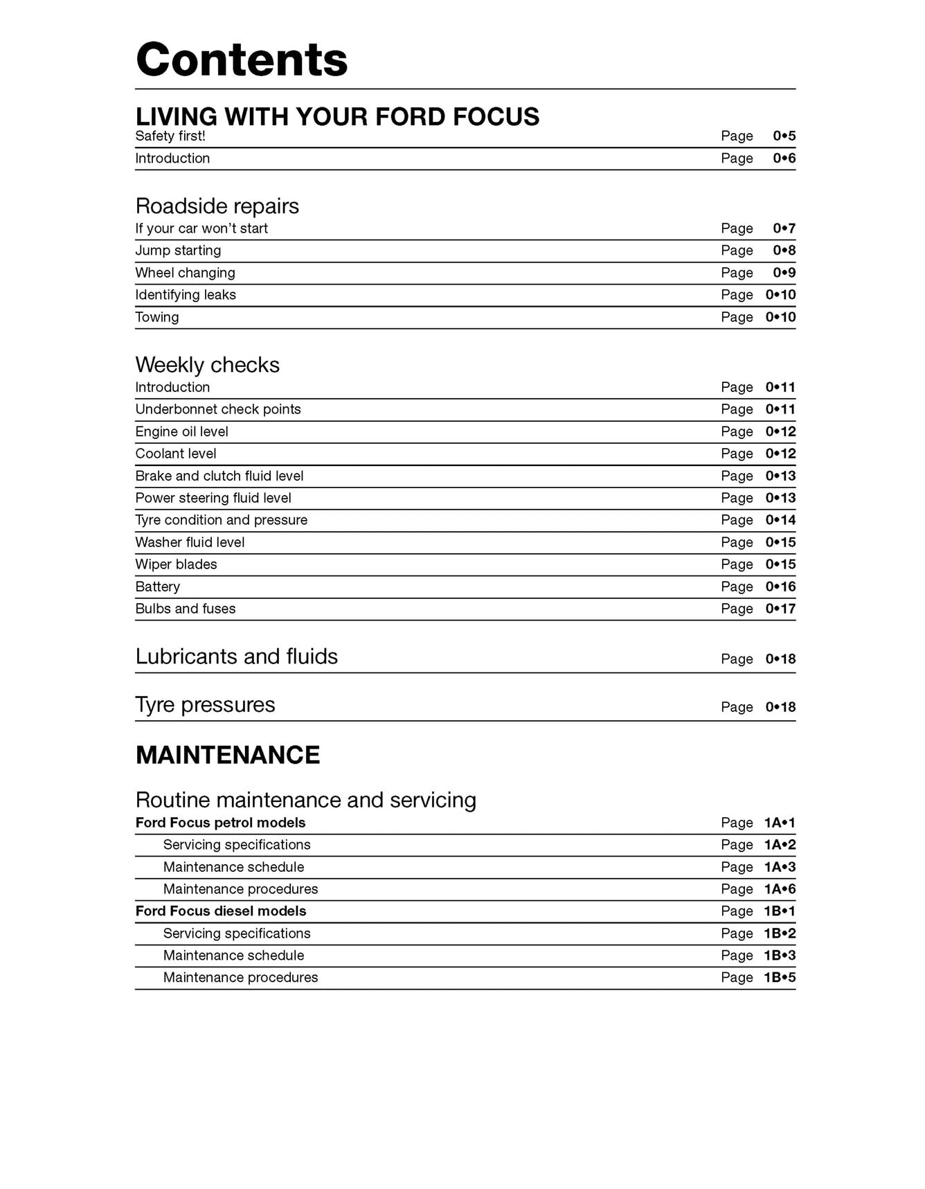 Ford Focus Petrol & Diesel (Oct 2001-2005) Haynes Repair Manual
