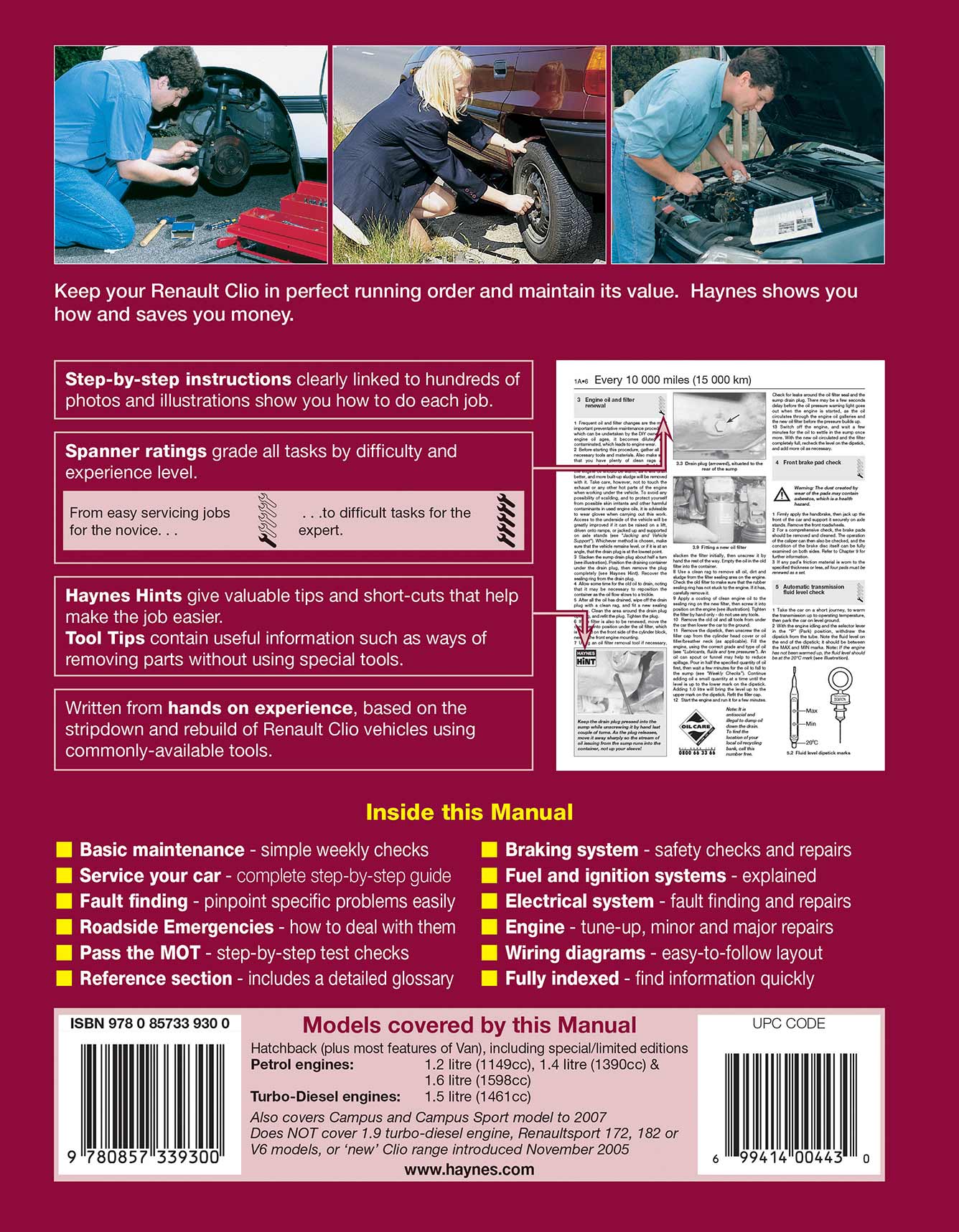 Renault Clio Petrol & Diesel (Jun 2001-2005) Haynes Repair Manual