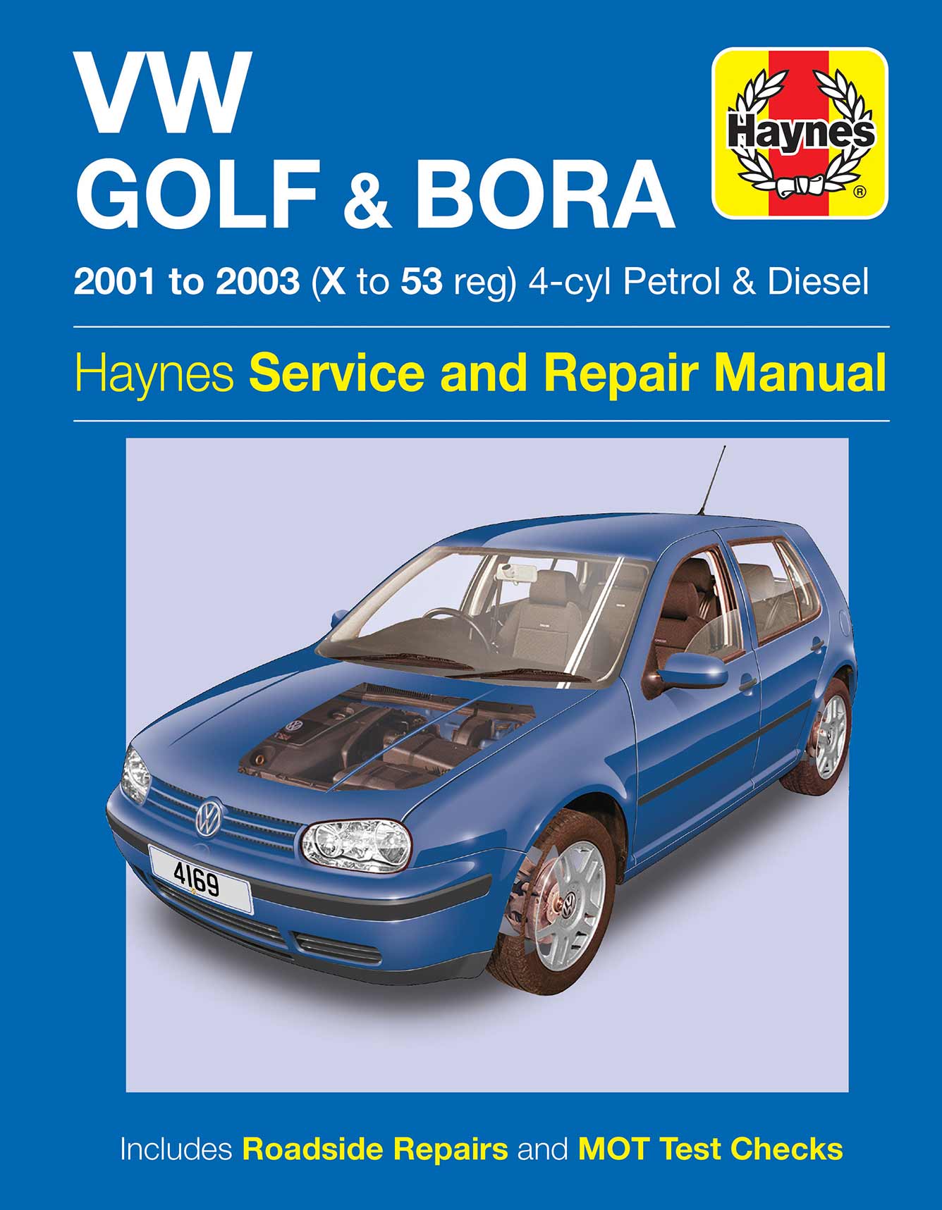 Volkswagen Golf & Bora 4-cyl Petrol & Diesel (2001-2003) Haynes Repair Manual Printed Book Front Cover