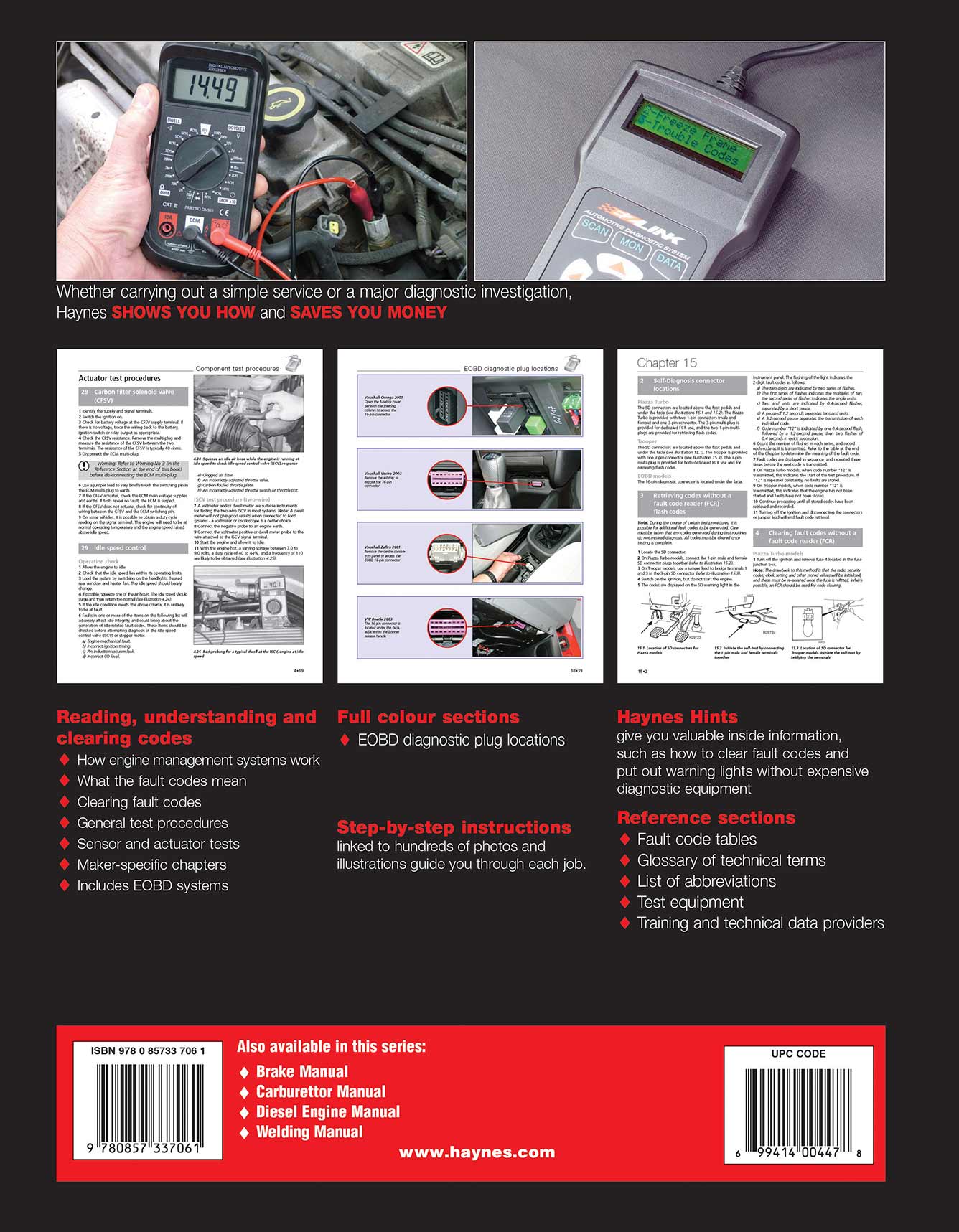 Haynes Manual on Fault Codes Printed Book Back Cover