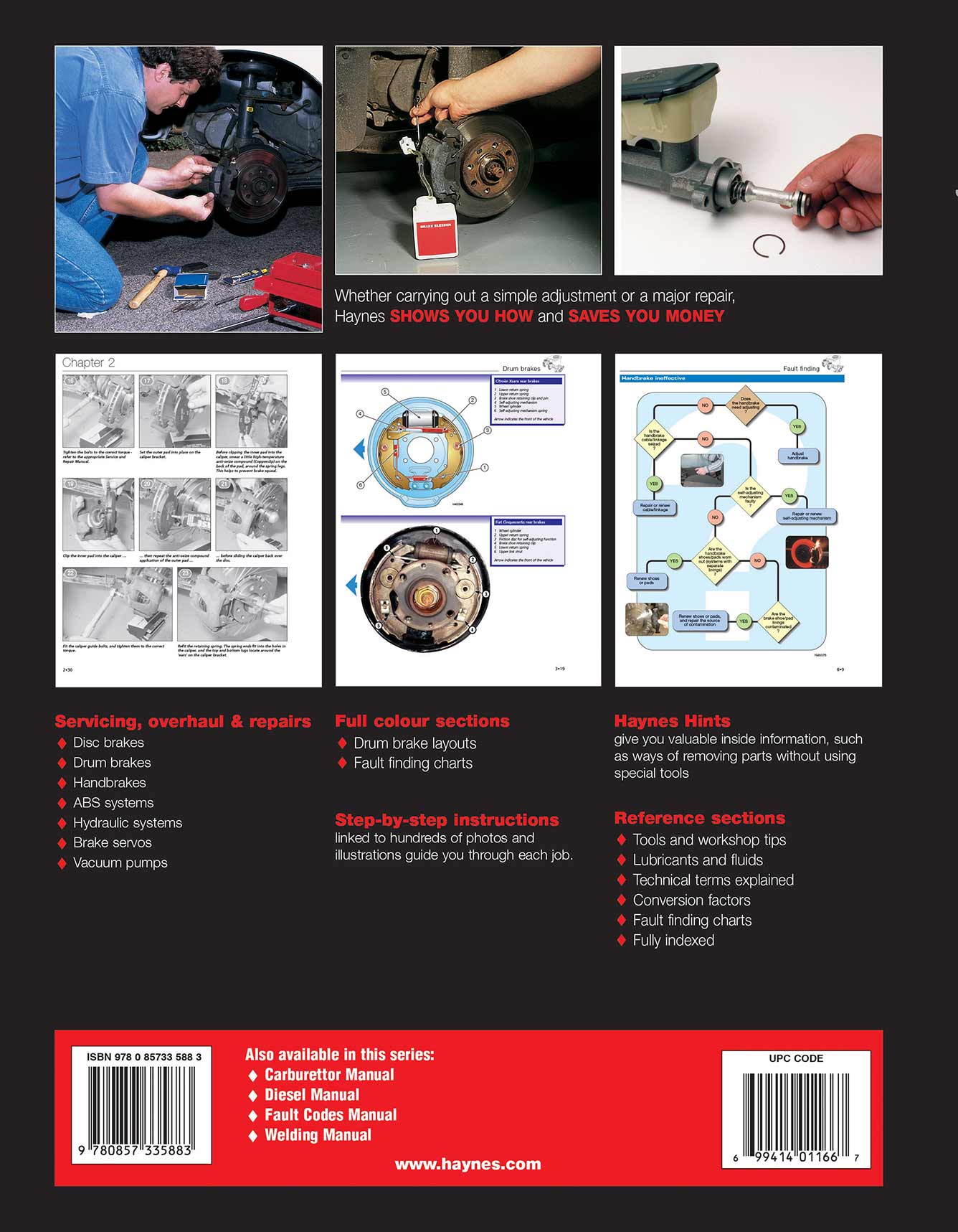 Haynes Manual on Brakes Printed Book Back Cover
