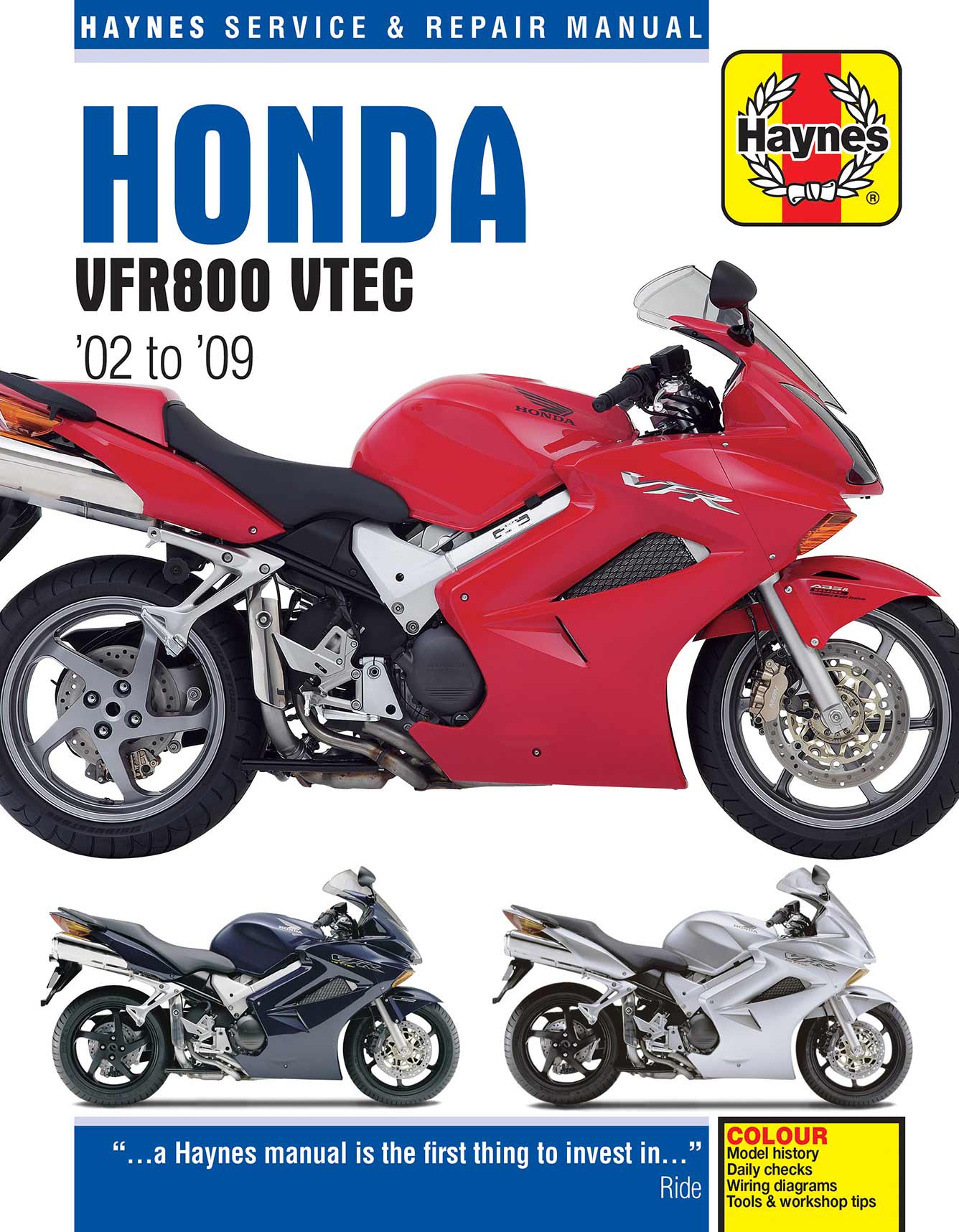 Honda VFR V-Tec V-Fours (2002-2009) Haynes Repair Manual Printed Book Front Cover