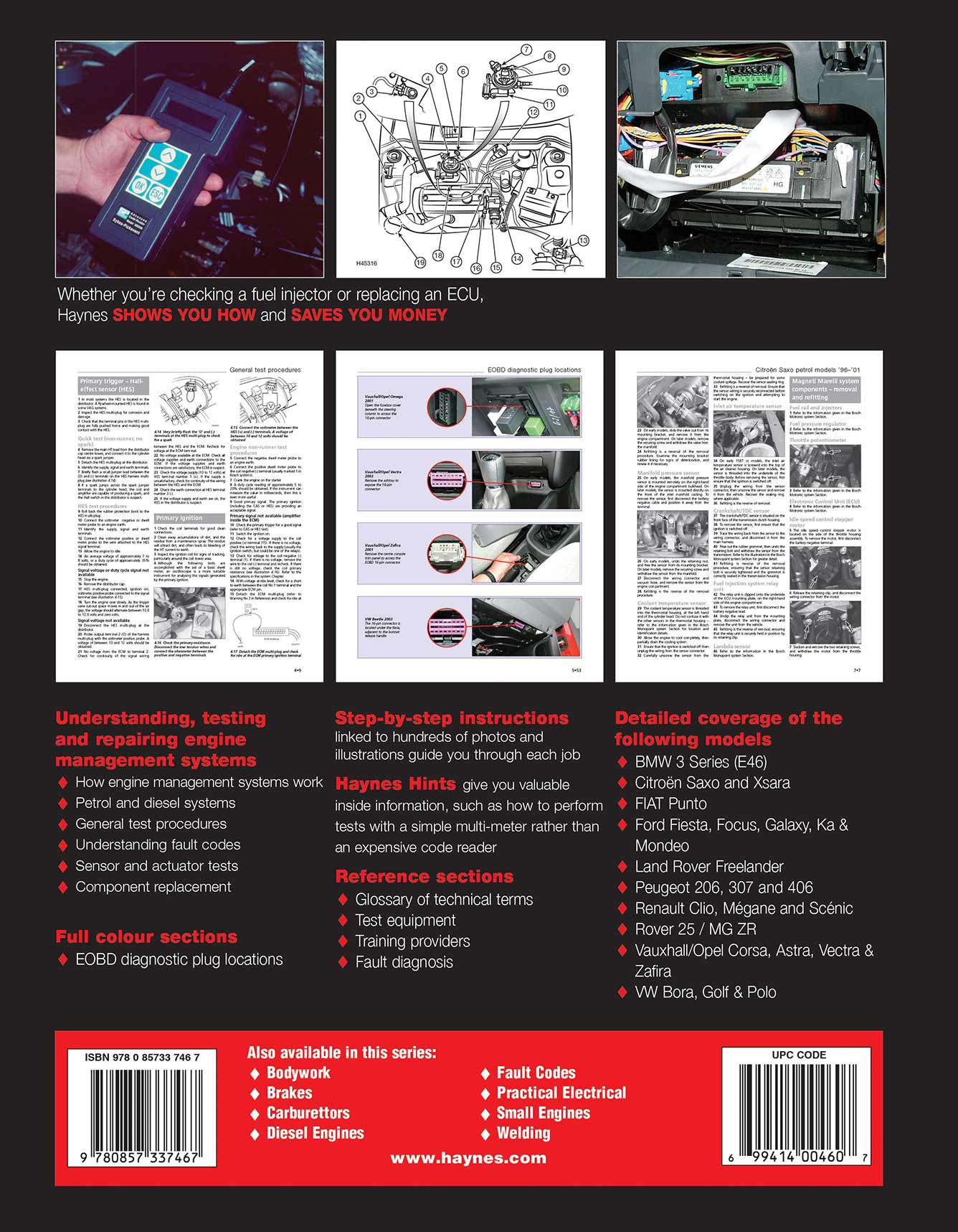 Haynes Manual of Engine Management Printed Book Back Cover