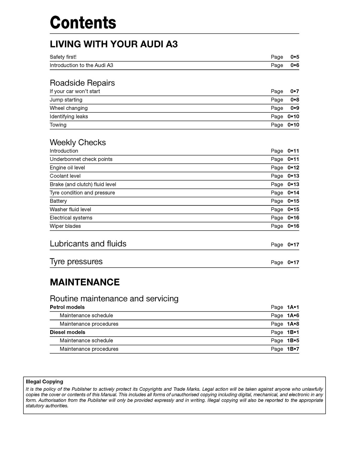 Audi A3 Petrol & Diesel (1996-May 2003) Haynes Repair Manual