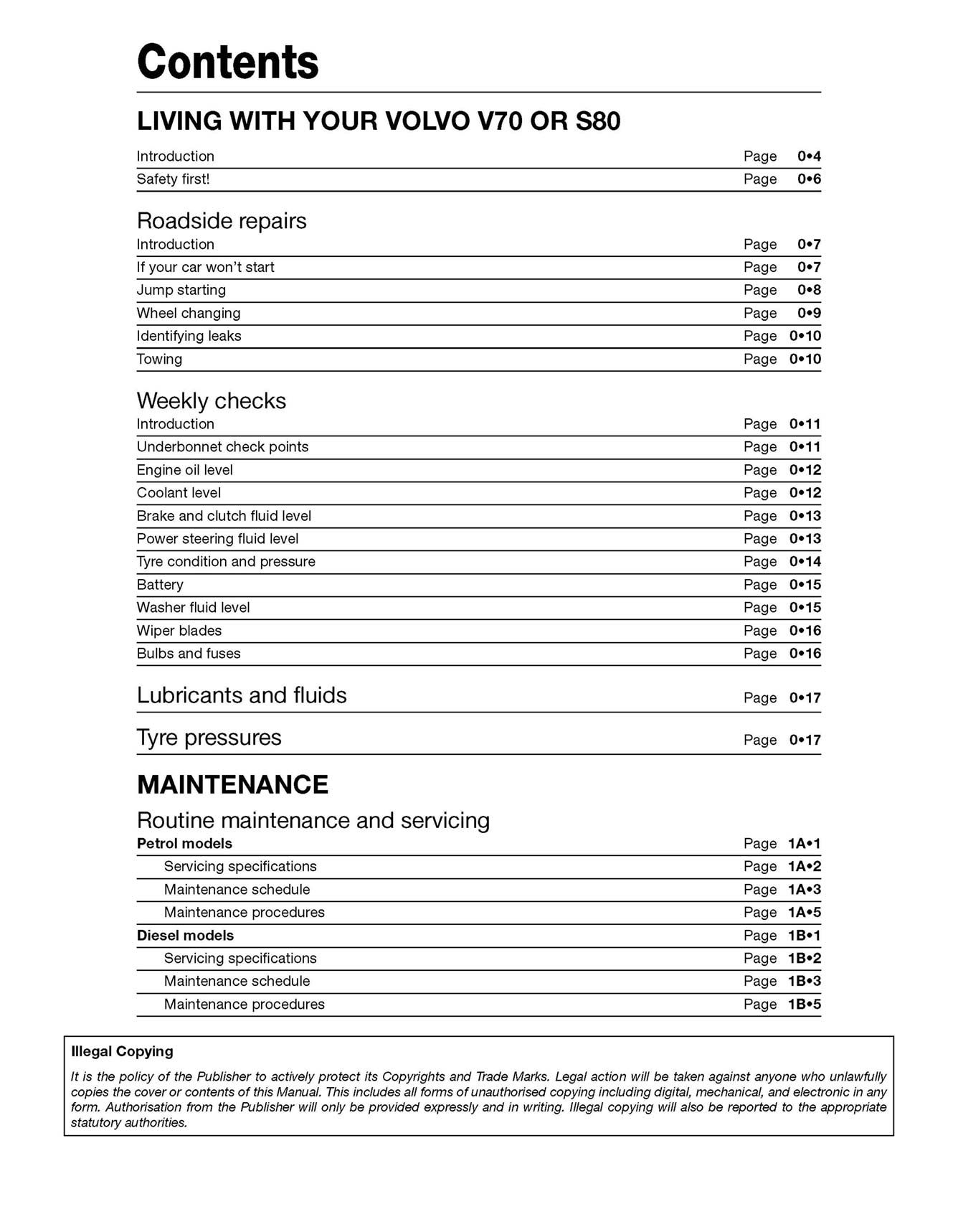 Volvo V70 / S80 Petrol & Diesel (1998-2007) Haynes Repair Manual