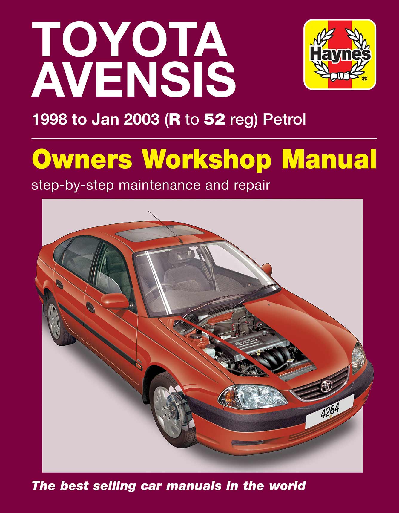 Toyota Avensis Petrol (1998-Jan 2003) Haynes Repair Manual Printed Book Front Cover