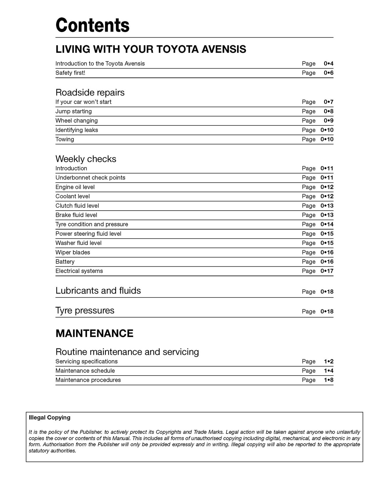 Toyota Avensis Petrol (1998-Jan 2003) Haynes Repair Manual