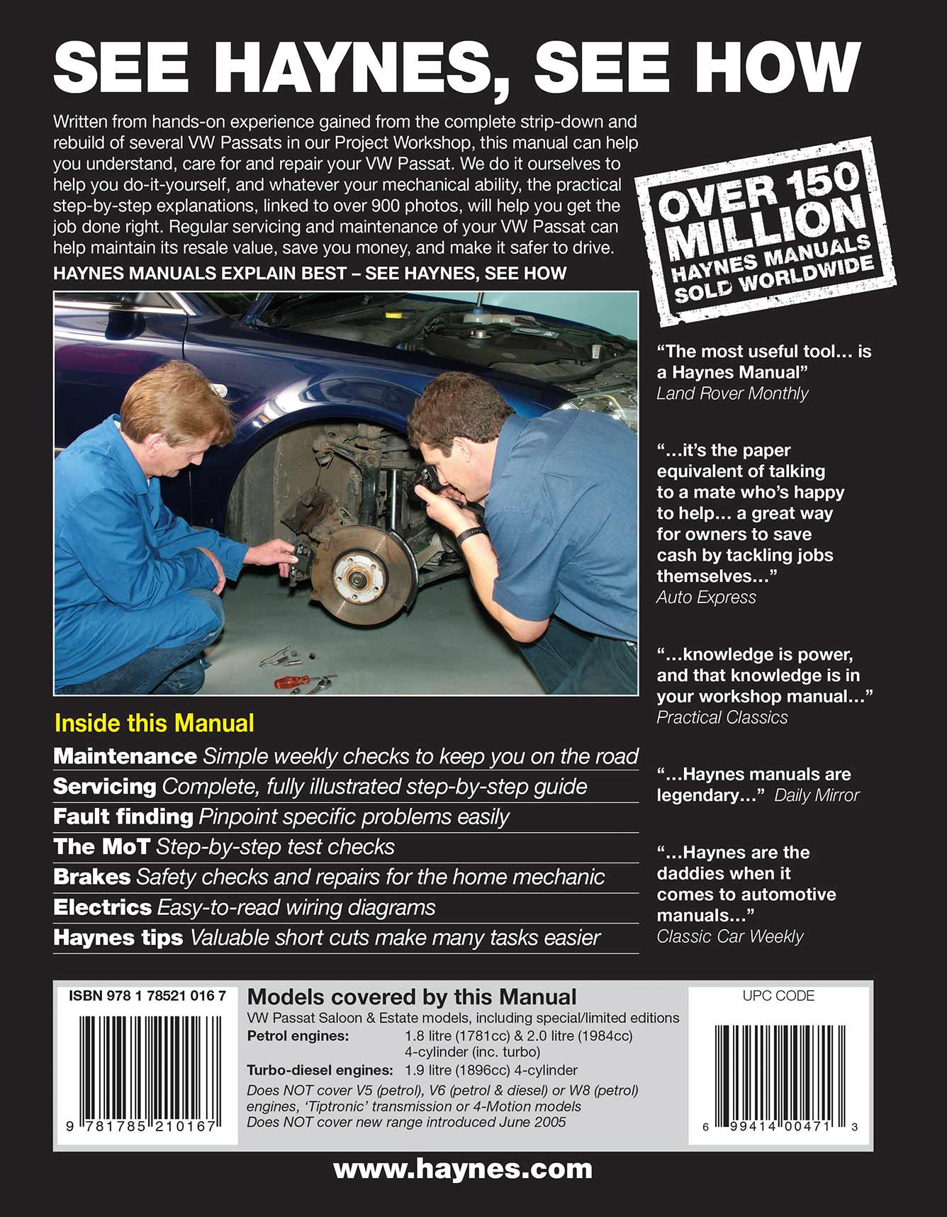 Volkswagen Passat Petrol & Diesel (Dec 2000-May 2005) Haynes Repair Manual