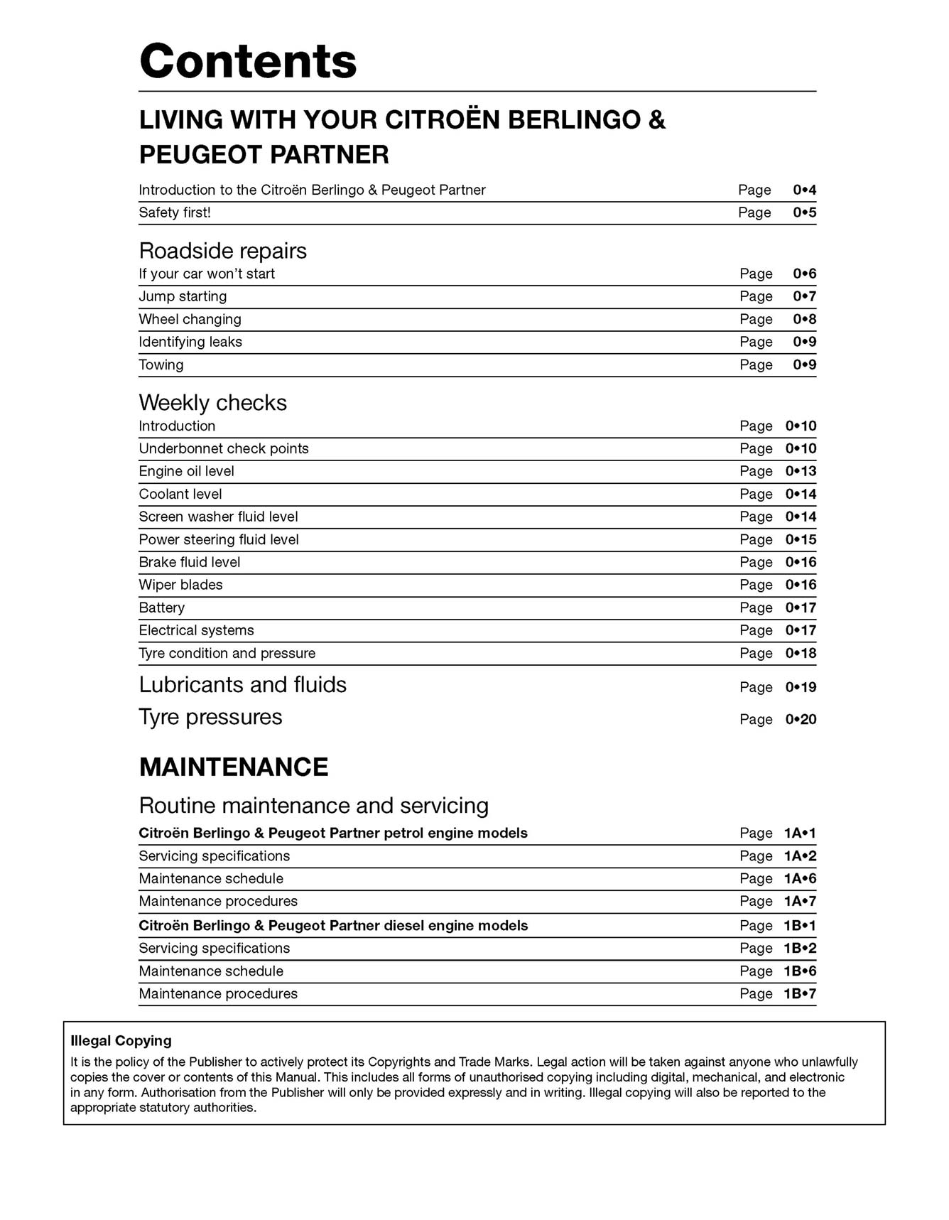 Citroen Berlingo & Peugeot Partner Petrol & Diesel (1996-2010) Haynes Repair Manual