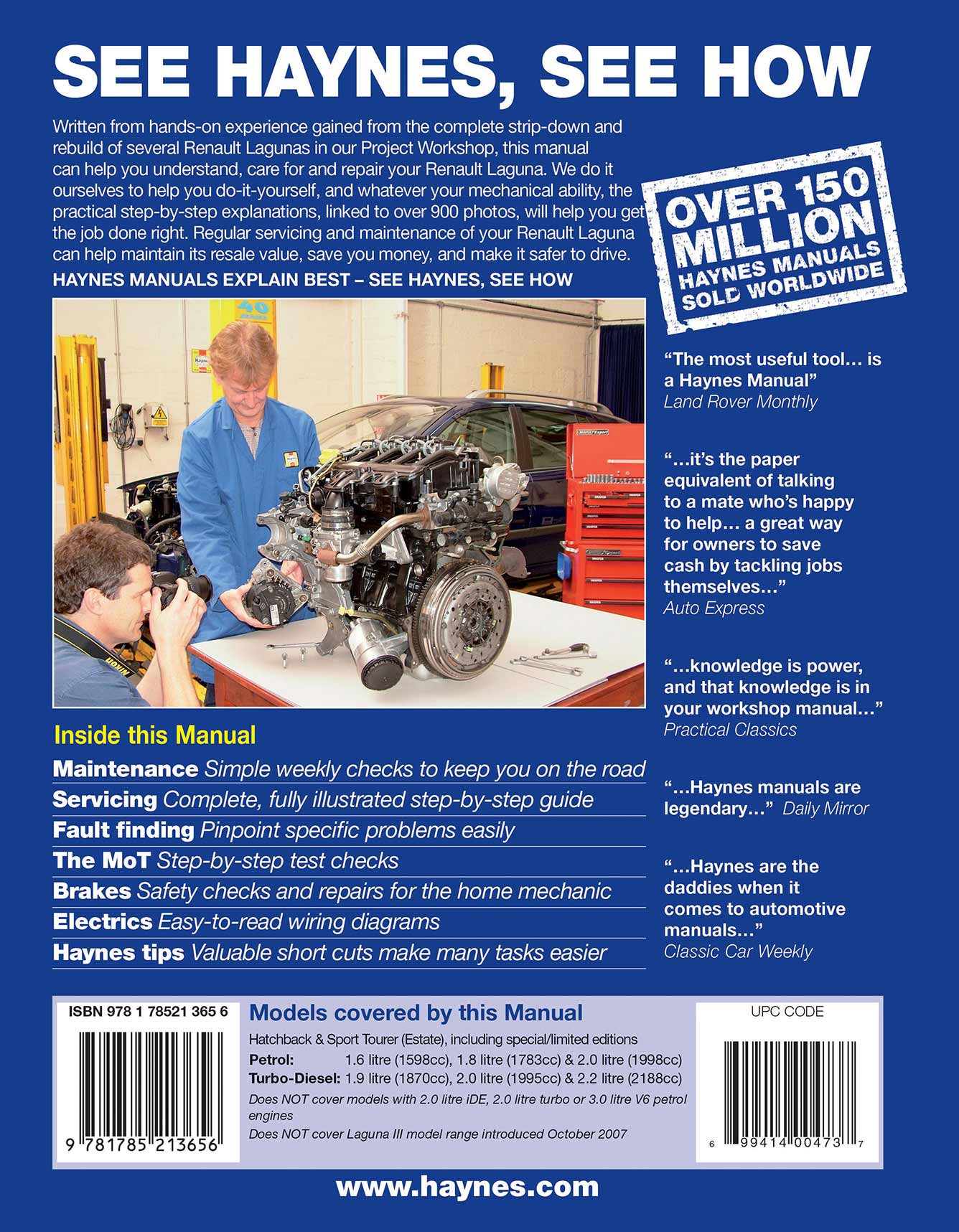 Renault Laguna Petrol & Diesel (Feb 2001-May 2007) Haynes Repair Manual