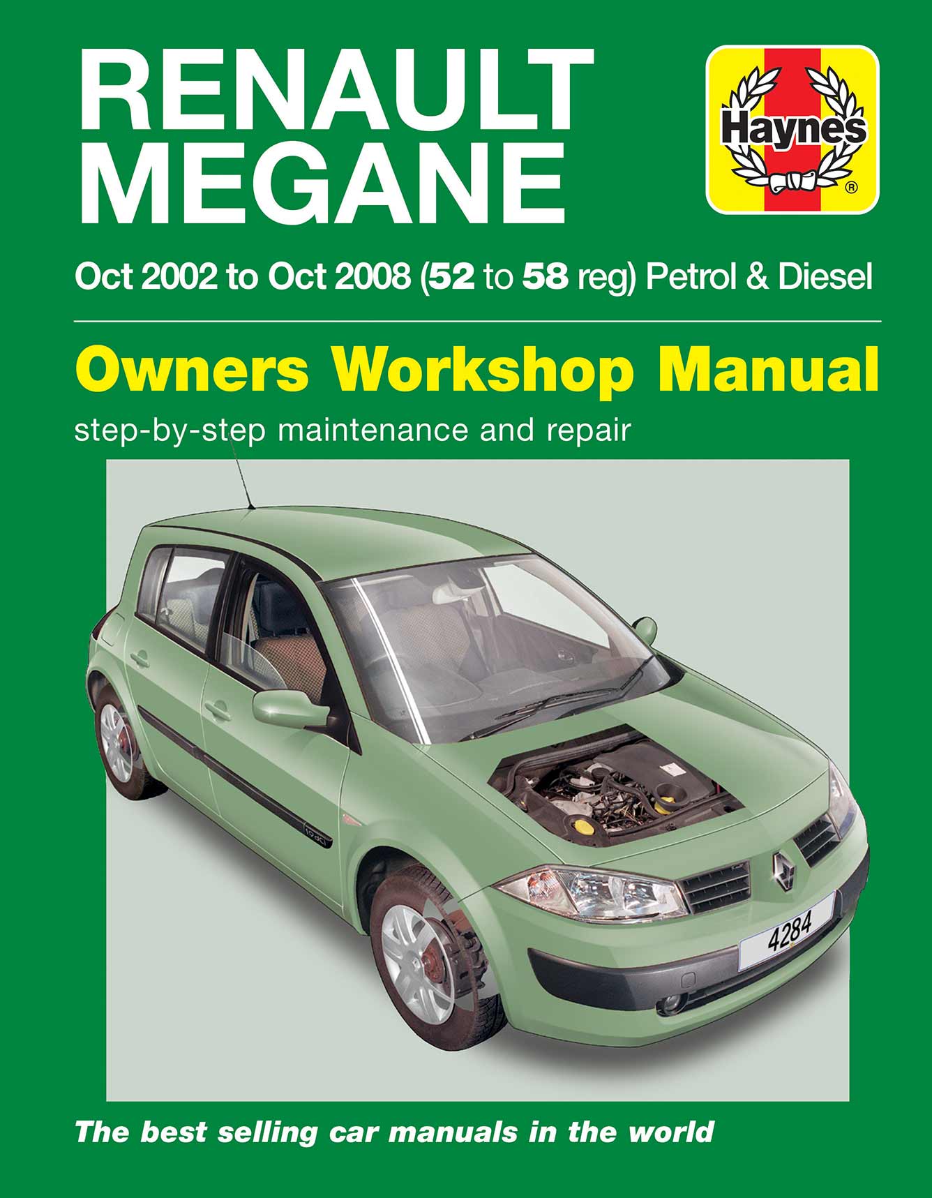 Renault Megane Petrol & Diesel (Oct 2002-2008) Haynes Repair Manual Printed Book Front Cover