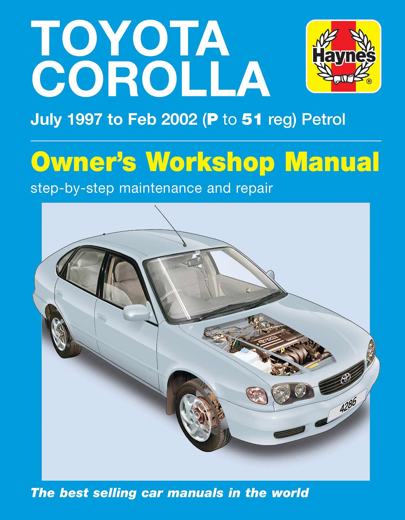 Toyota Corolla Petrol (July 1997-Feb 2002) Haynes Repair Manual Printed Book Front Cover