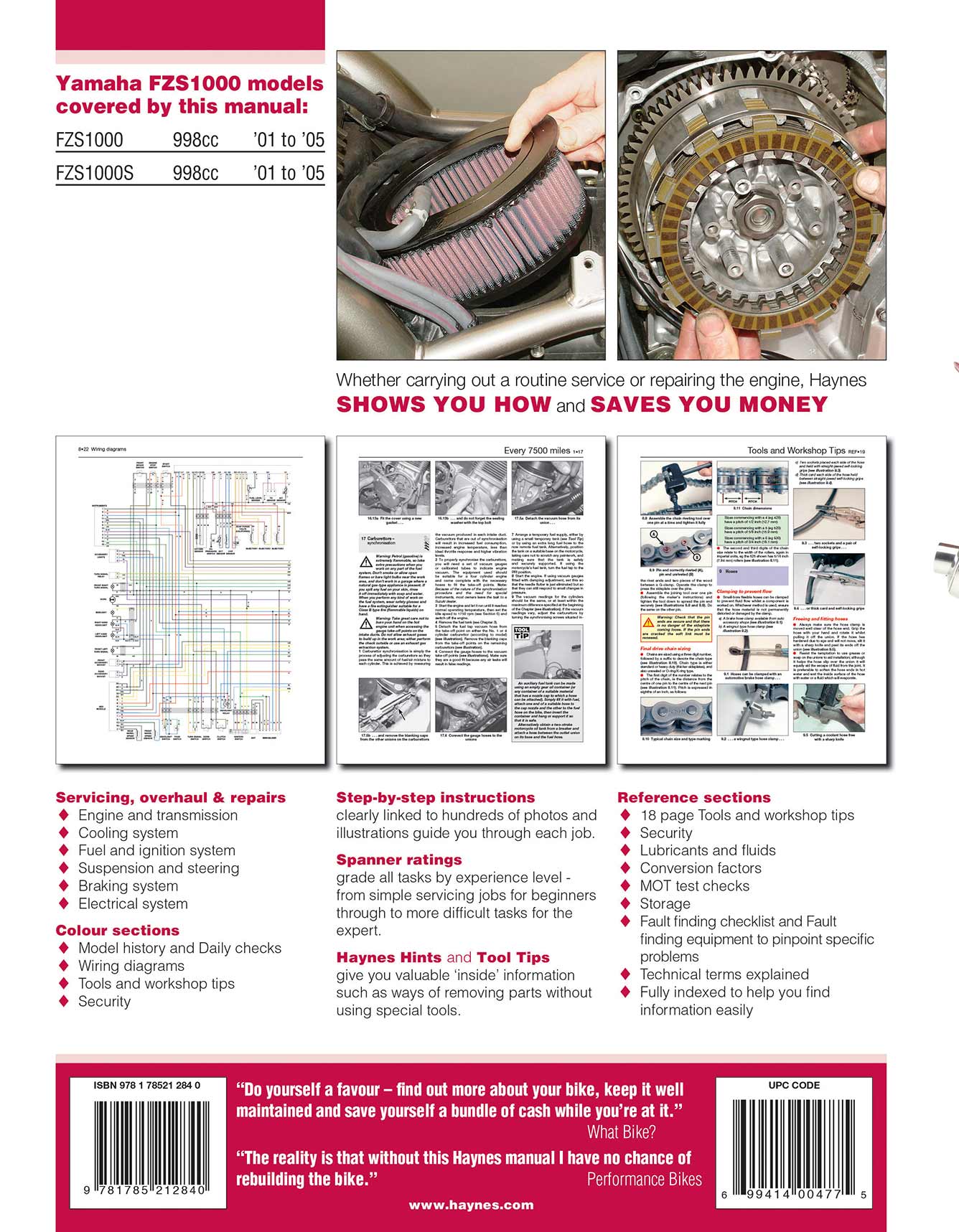 Yamaha FZS1000 Fazer (2001-2005) Haynes Repair Manual