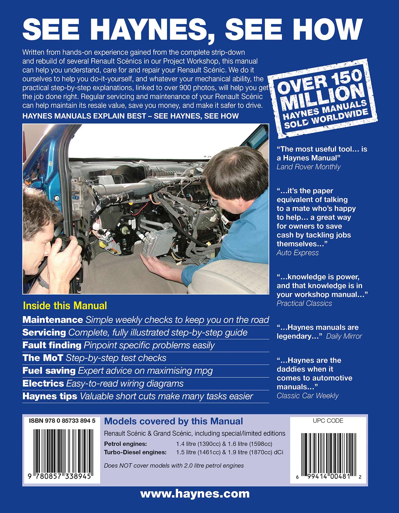 Renault Scenic Petrol & Diesel (Sept 2003-2006) Haynes Repair Manual