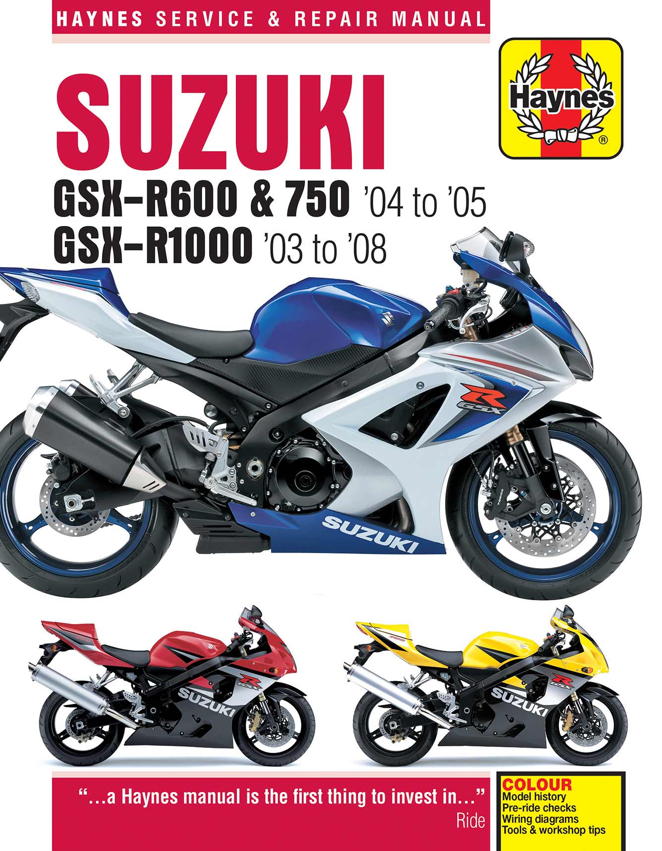 Suzuki GSX-R600/750 (2004-2005) & GSX-R1000 (2003-2008) Haynes Repair Manual Printed Book Front Cover