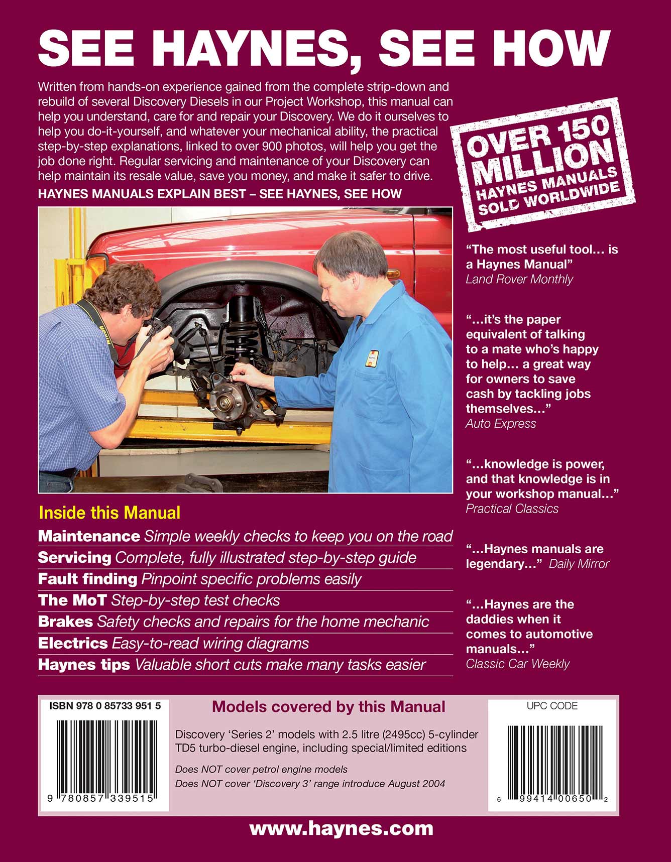 Land Rover Discovery Diesel (Nov 1998-Jul 2004) Haynes Repair Manual
