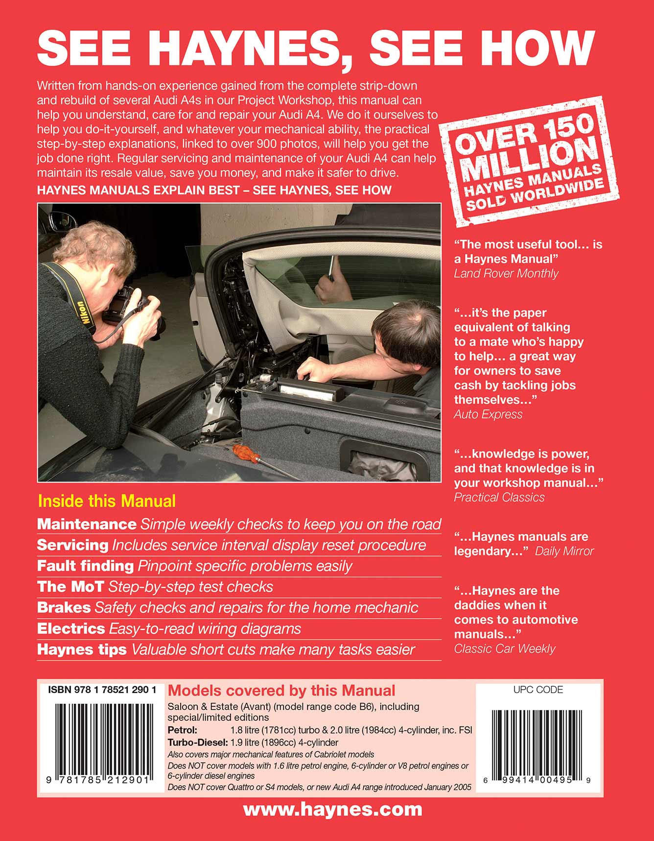 Audi A4 Petrol & Diesel (2001-2004) Haynes Repair Manual