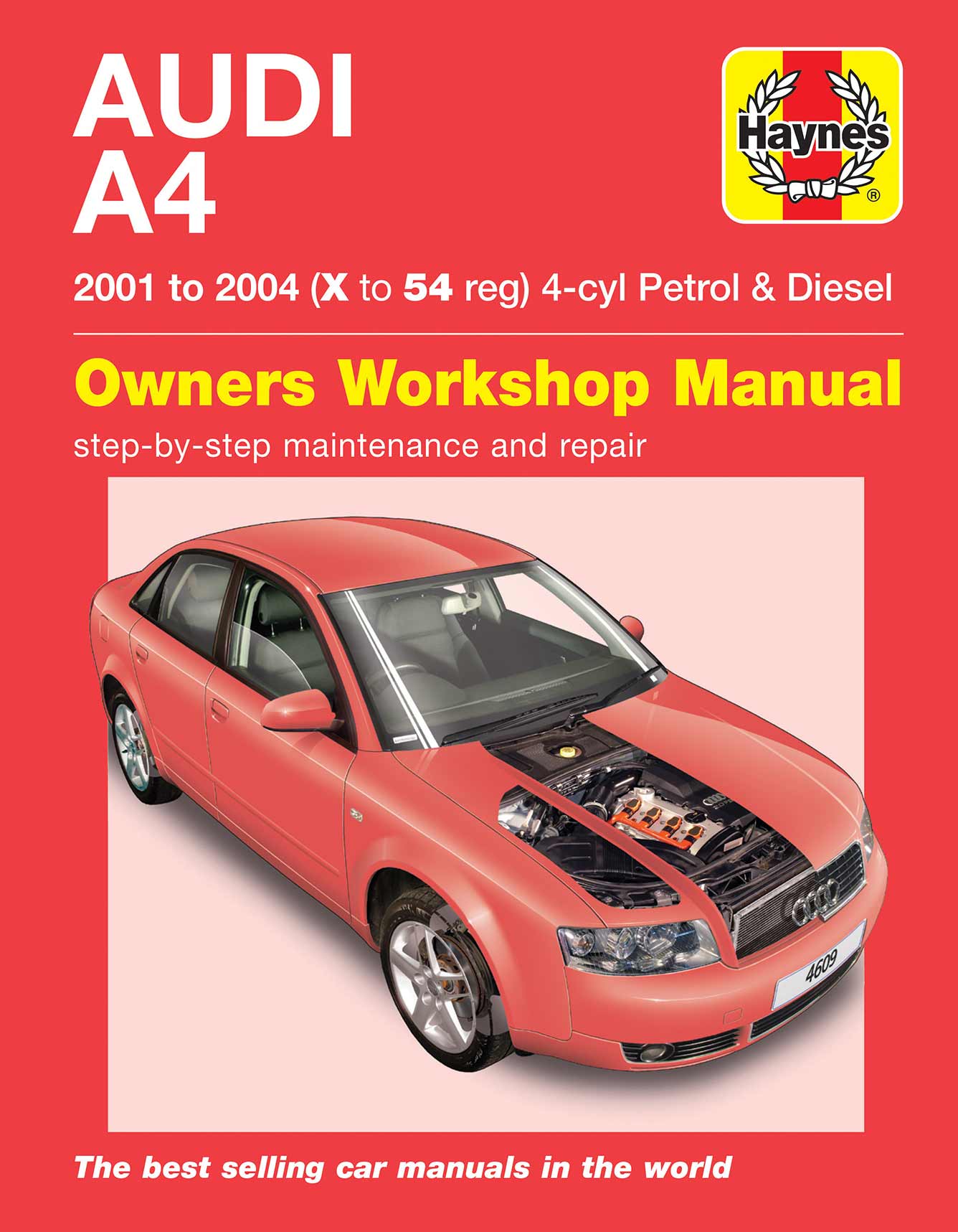 Audi A4 Petrol & Diesel (2001-2004) Haynes Repair Manual Printed Book Front Cover