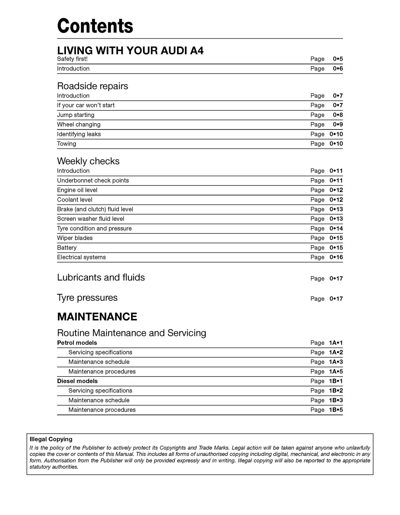 Audi A4 Petrol & Diesel (2001-2004) Haynes Repair Manual