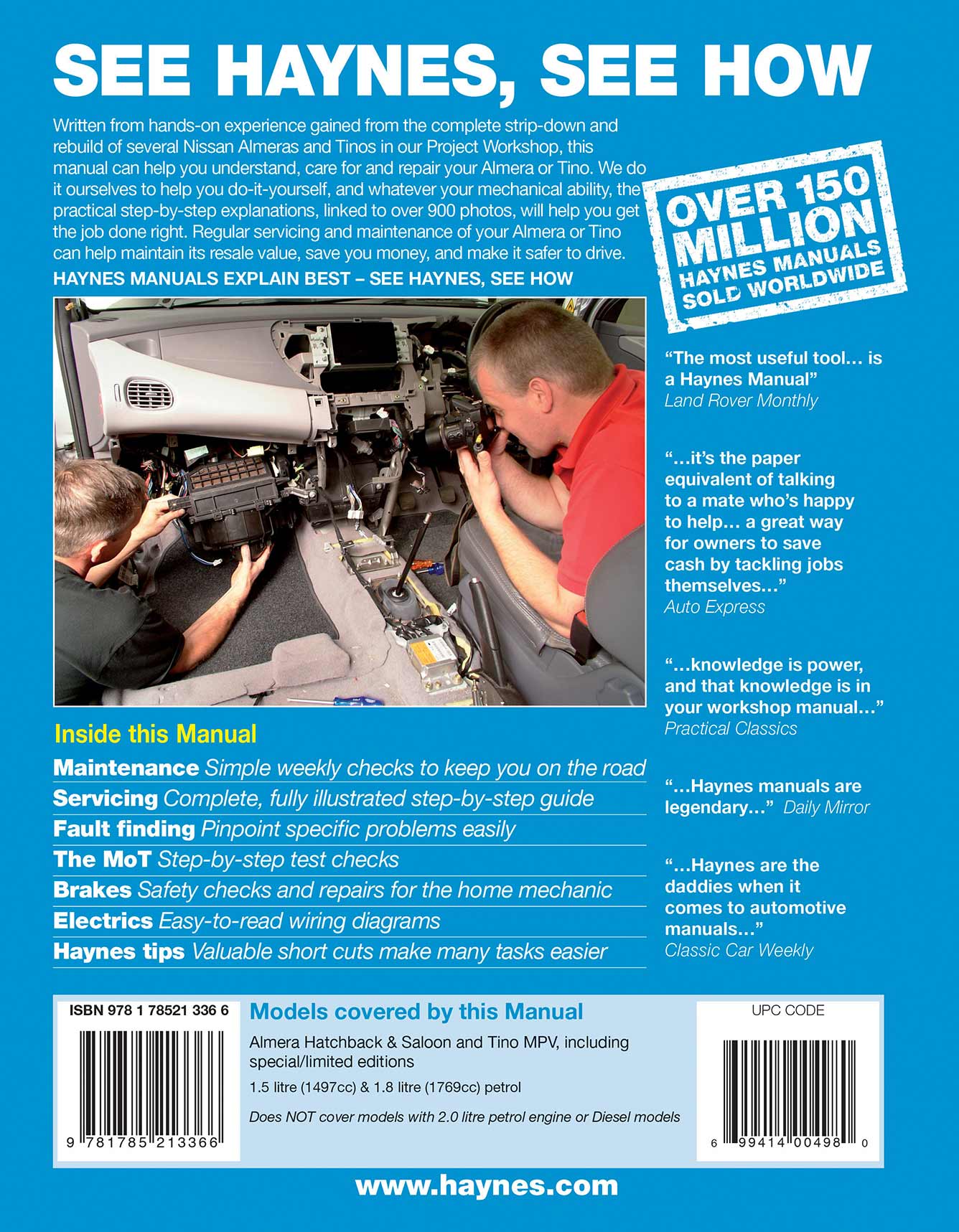 Nissan Almera & Tino Petrol (Feb 2000-2007) Haynes Repair Manual