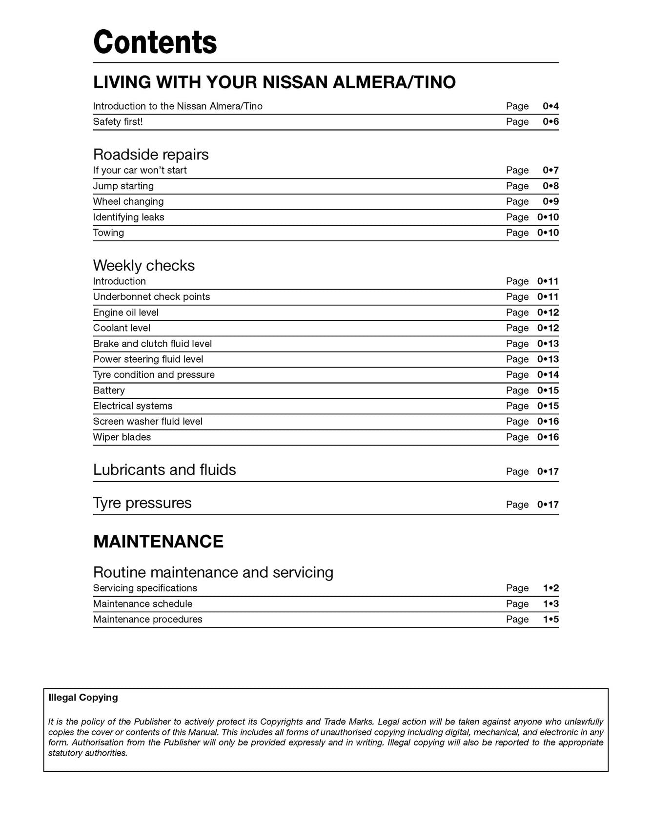 Nissan Almera & Tino Petrol (Feb 2000-2007) Haynes Repair Manual