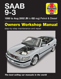 Saab 9-3 Petrol & Diesel (1998-Aug 2002) Haynes Repair Manual Printed Book Front Cover