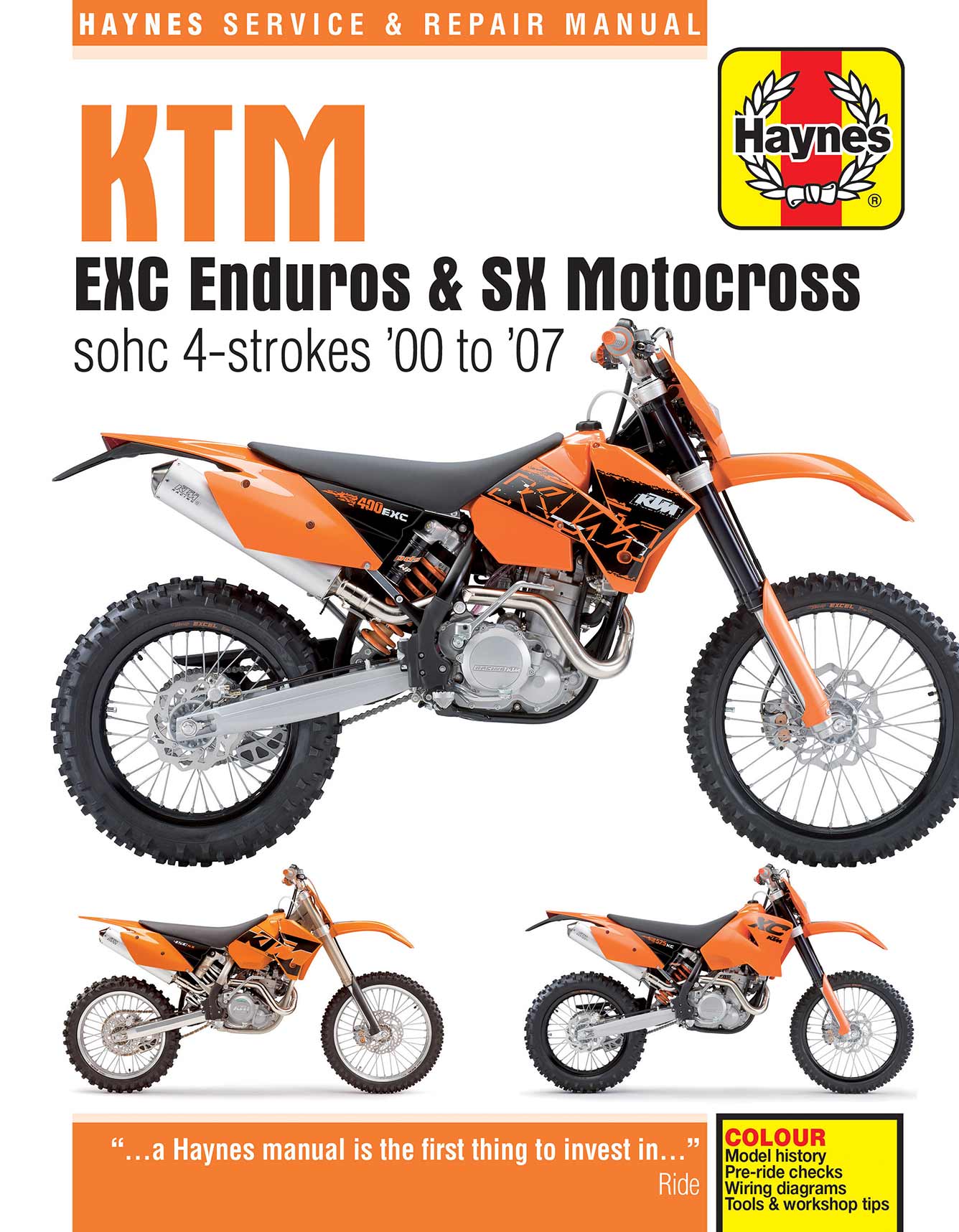 KTM EXC Enduro & SX Motocross (2000-2007) Haynes Repair Manual Printed Book Front Cover