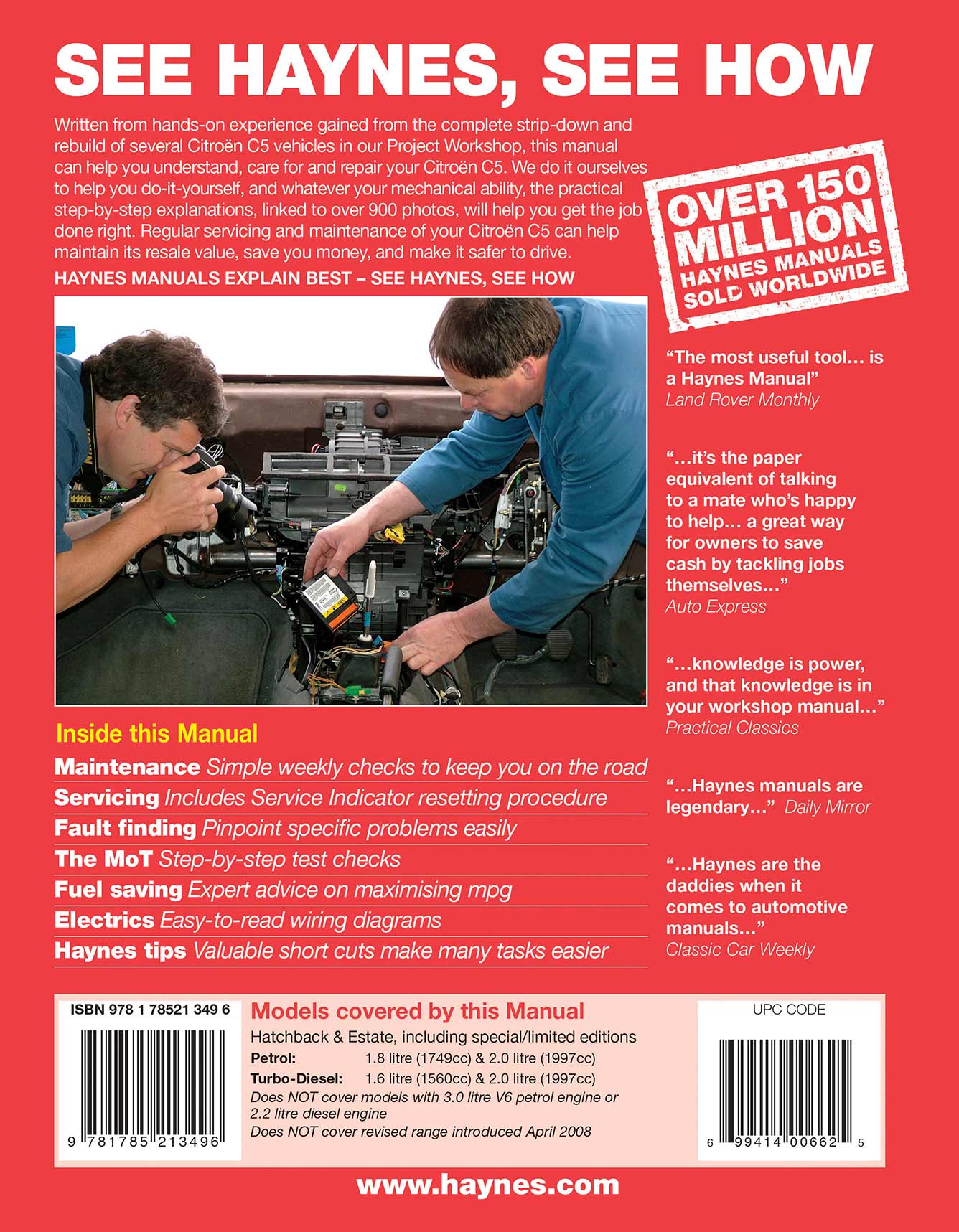 Citroen C5 Petrol & Diesel (2001-Mar 2008) Haynes Repair Manual