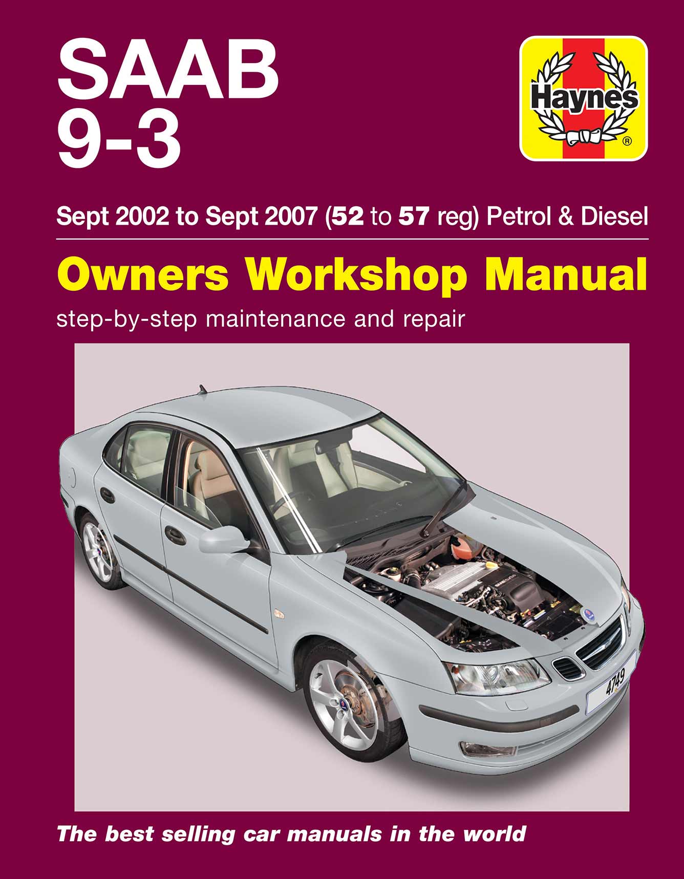 Saab 9-3 Petrol & Diesel (Sept 2002-Sept 2007) Haynes Repair Manual Printed Book Front Cover