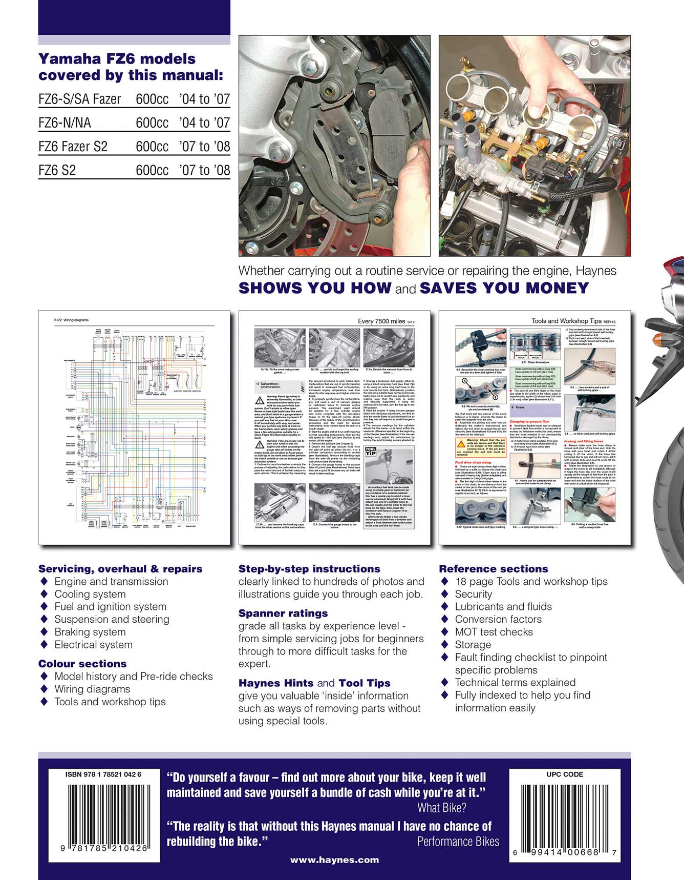 Yamaha FZ6 Fazer (2004-2008) Haynes Repair Manual