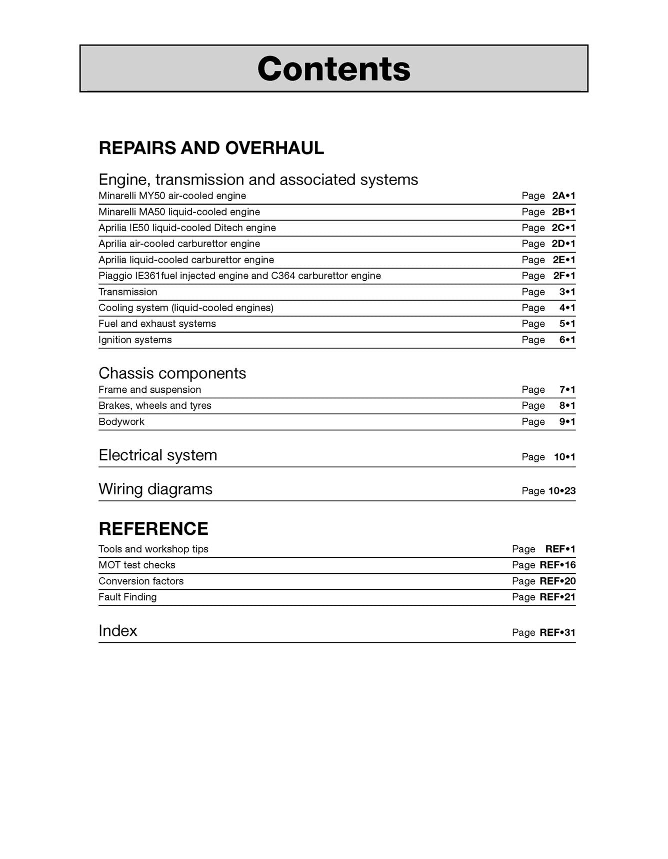 Aprilia SR50, Rally, Sonic & Habana/Mojito Scooters (1993-2009) Haynes Repair Manual
