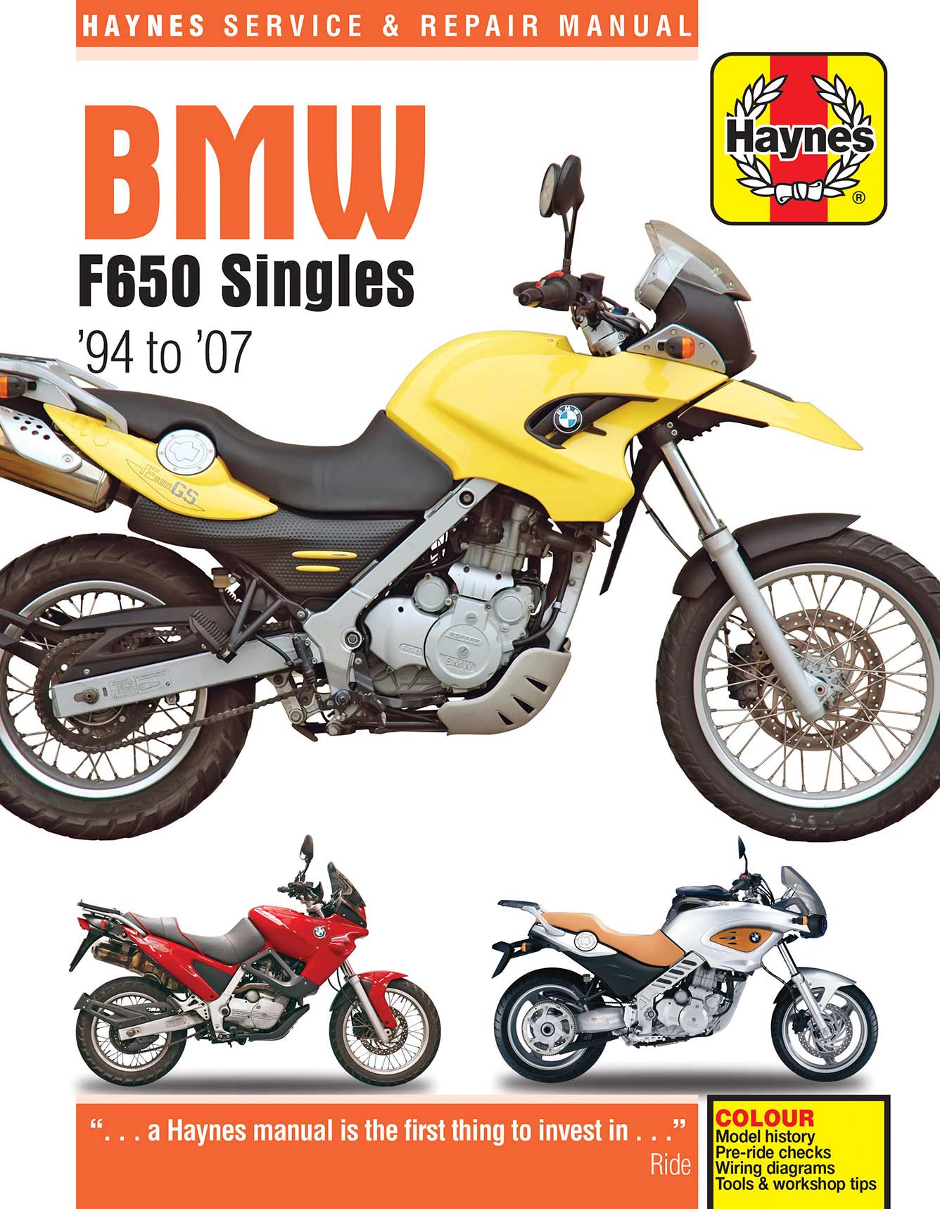 BMW F650 Singles (1994-2007) Haynes Repair Manual Printed Book Front Cover