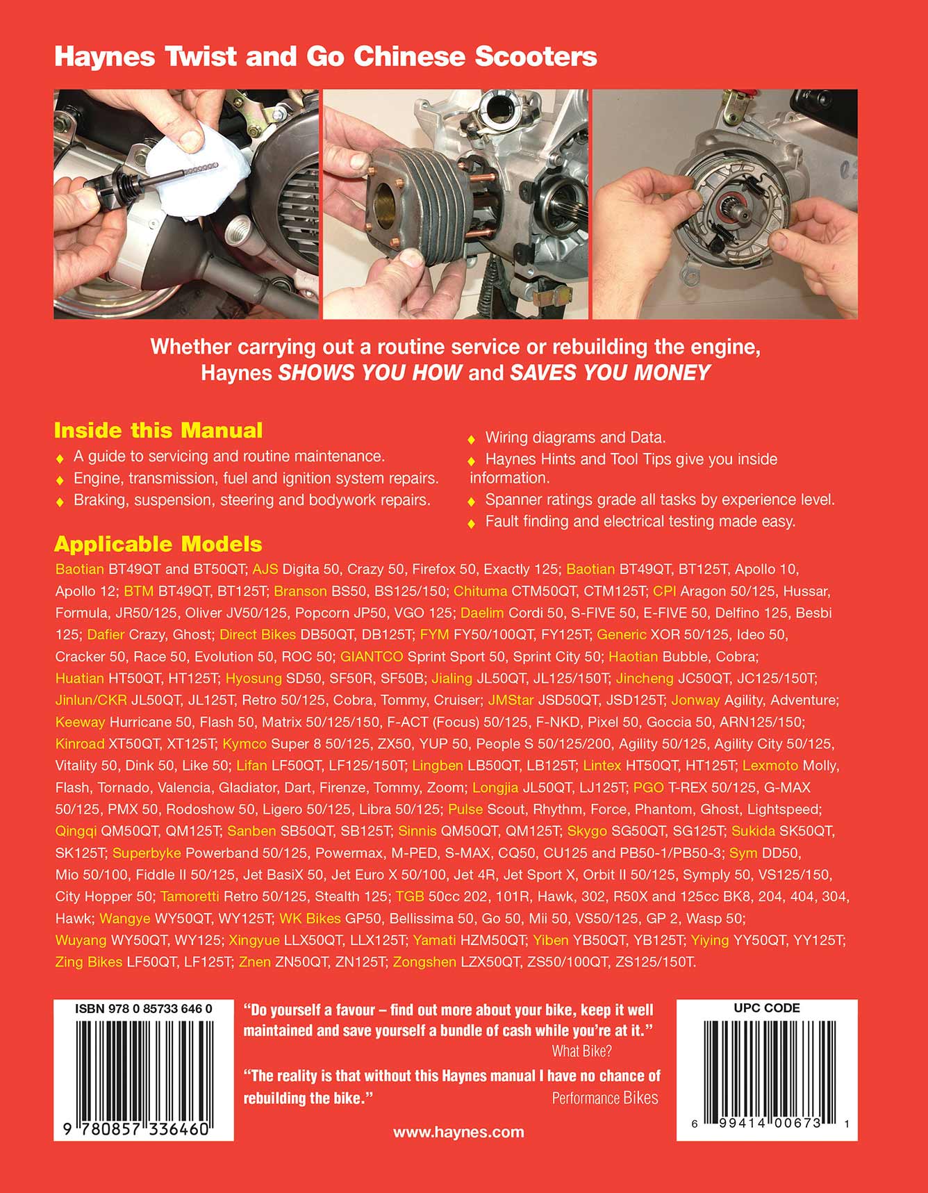 Chinese, Taiwanese & Korean Scooters 50cc, 125cc & 150cc (04-14) Haynes Repair Manual