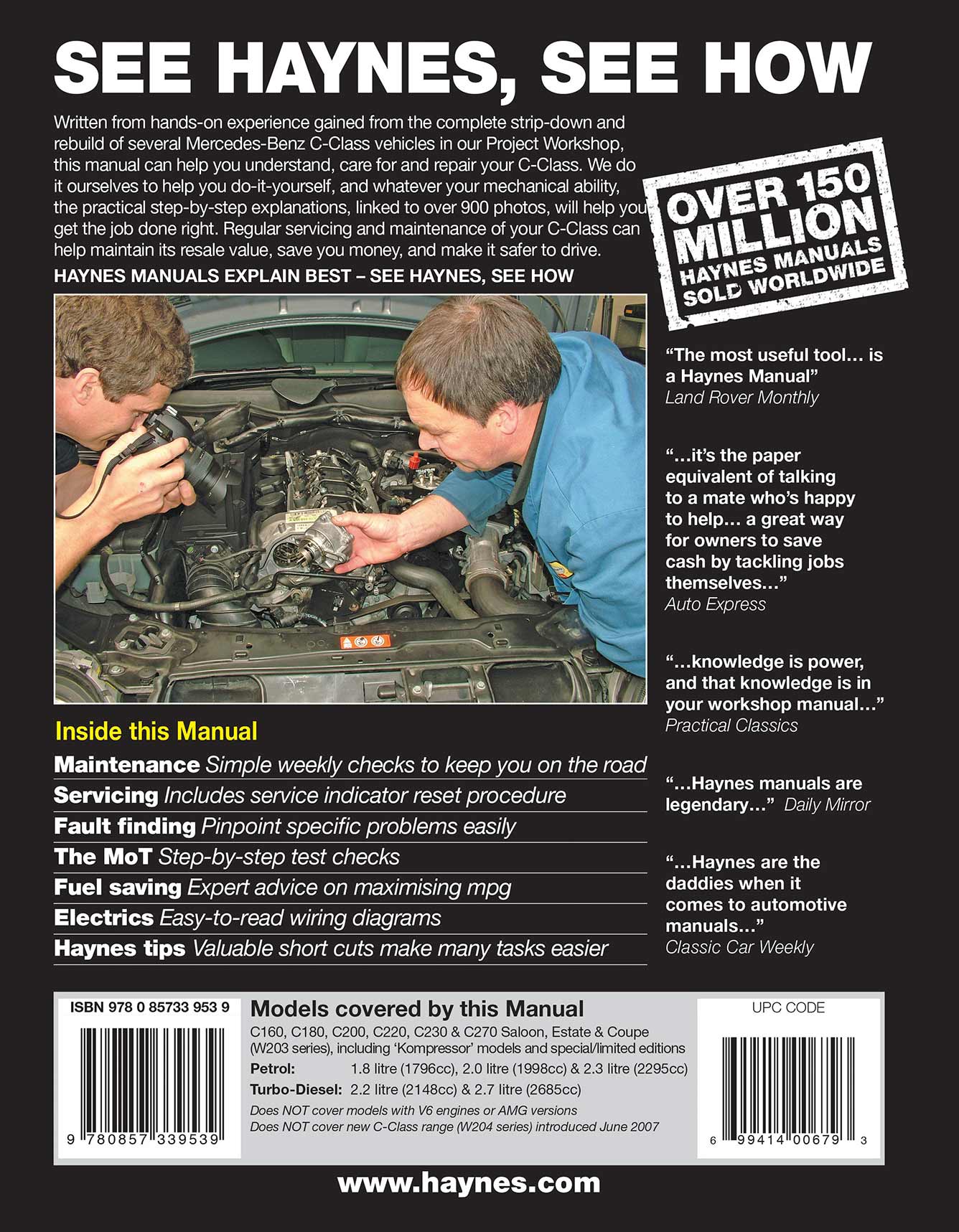 Mercedes-Benz C-Class Petrol & Diesel (Sept 2000-May 2007) Haynes Repair Manual