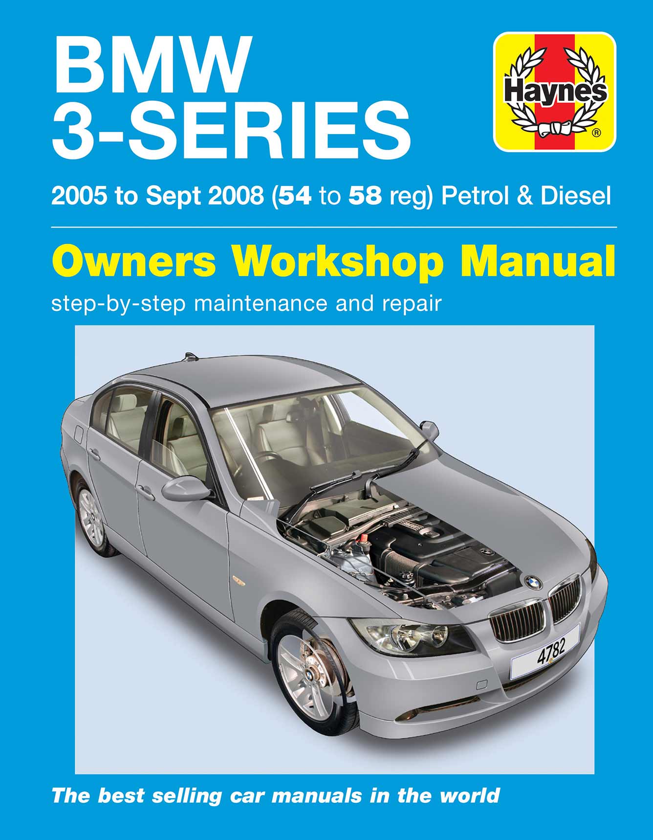 BMW 3-Series Petrol & Diesel (2005-Sept 2008) Haynes Repair Manual Printed Book Front Cover
