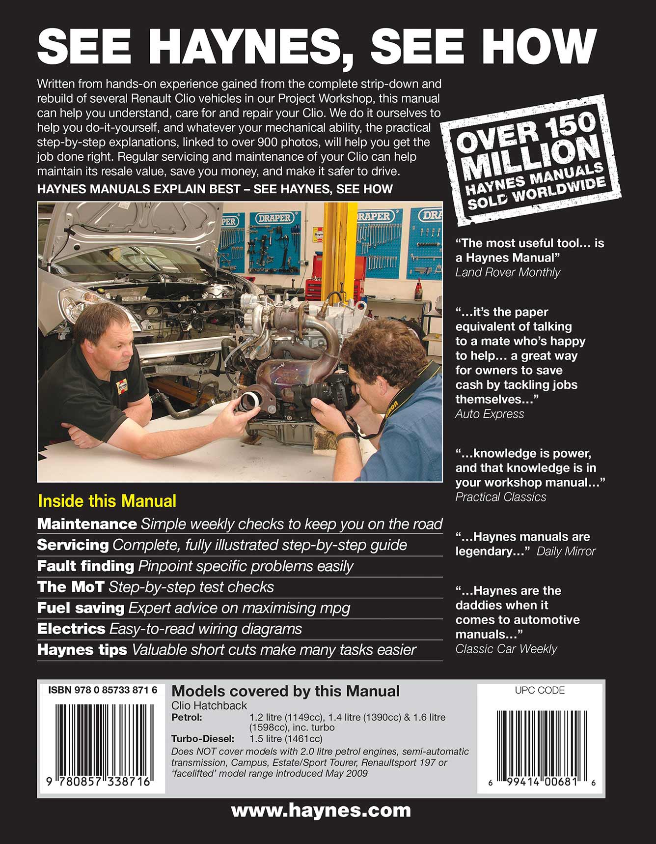 Renault Clio Petrol & Diesel (Oct 2005-May 2009) Haynes Repair Manual