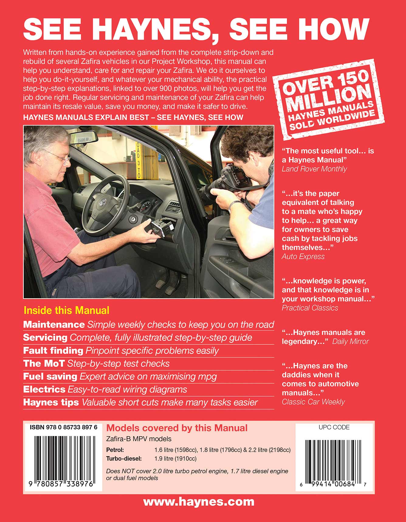 Vauxhall/Opel Zafira Petrol & Diesel (2005-2009) Haynes Repair Manual