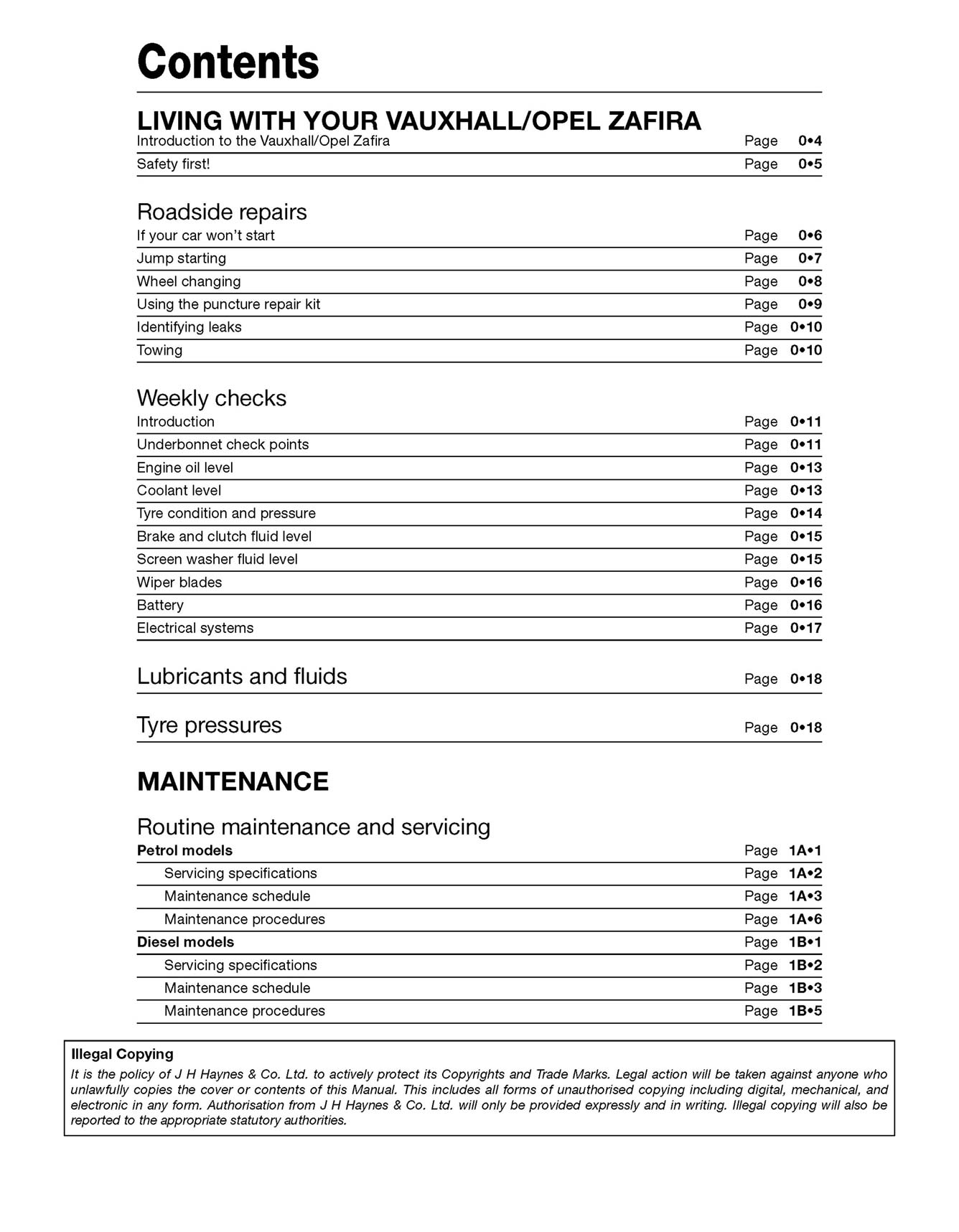 Vauxhall/Opel Zafira Petrol & Diesel (2005-2009) Haynes Repair Manual