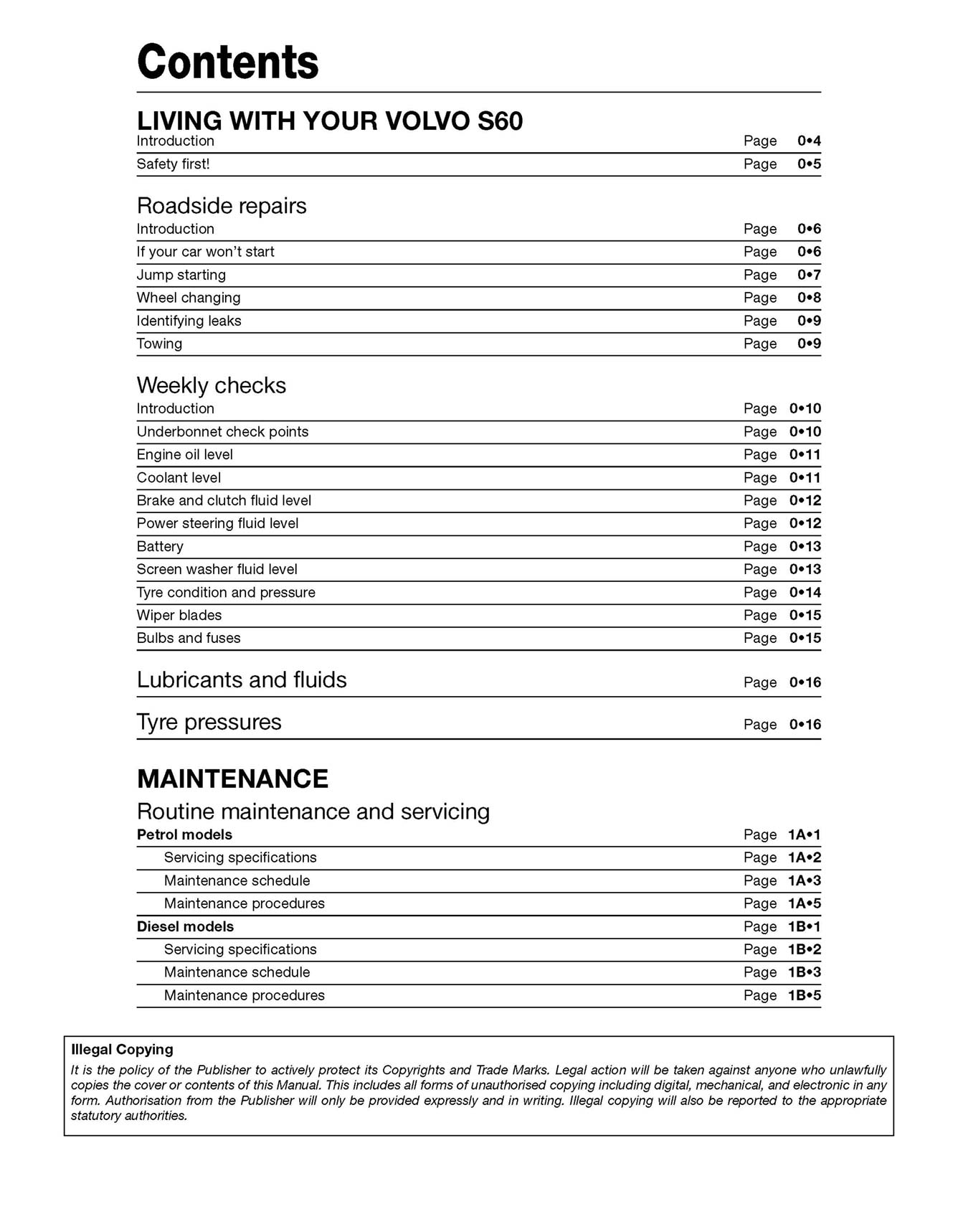 Volvo S60 Petrol & Diesel (2000-2009) Haynes Repair Manual