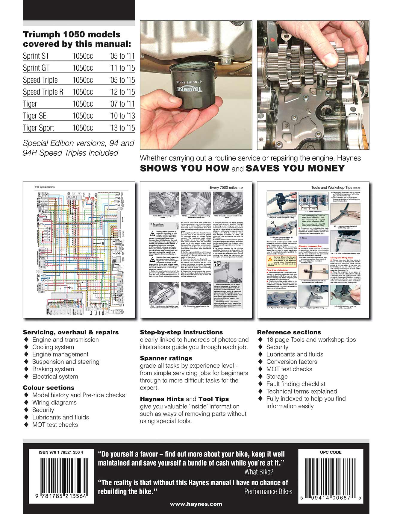 Triumph 1050 Sprint ST, Speed Triple & Tiger (2005-2015) Haynes Repair Manual