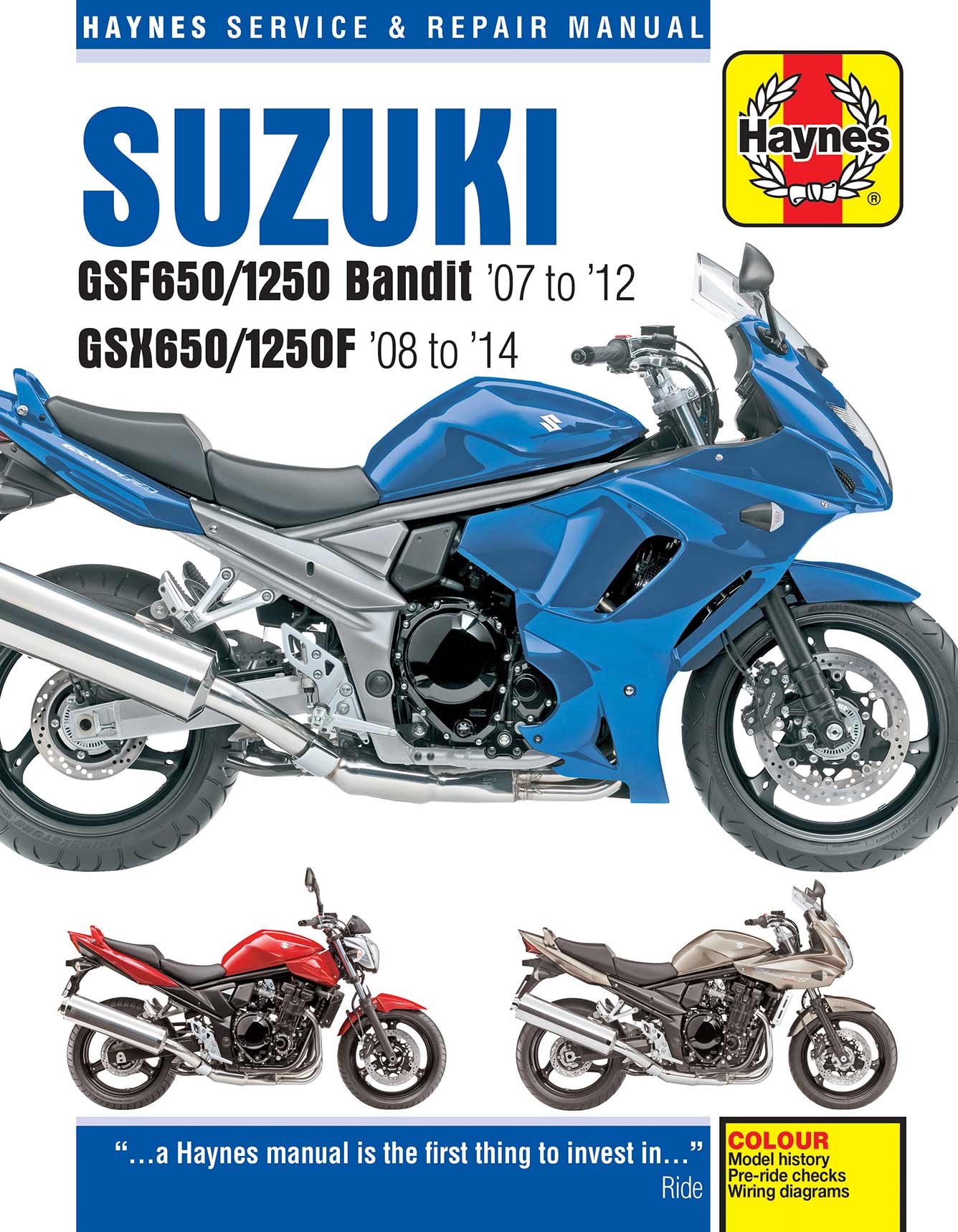Suzuki GSF650/1250 Bandit & GSX650/1250F (2007-2014) Haynes Repair Manual Printed Book Front Cover